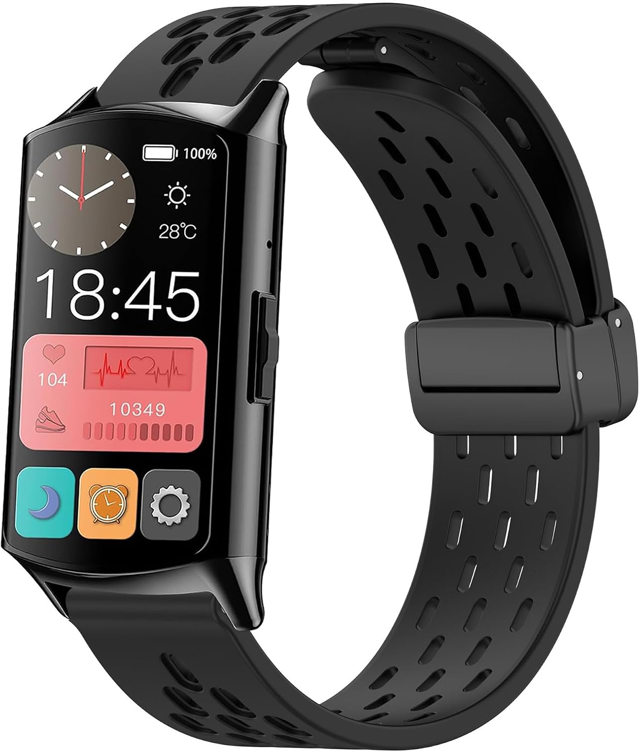 Compatible with EGQINR Smartwatch Bands,Lamshaw 18mmBreathable Soft Silicone Magnetic Butterfly Clousure Sport Replacemet Band Straps Compatible for EGQINR H31/MKYOPT H31 Smartwatch Fitness
