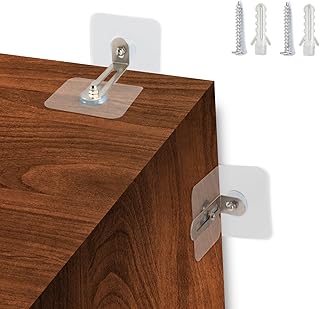 Adhesive Furniture Wall Anchors (10 Pairs), Vinkqiado Anti Tip Furniture Straps Kit for Baby Proofing, Secure Bookcase Dresser Shelf Cabinet to Wall for Child Safety