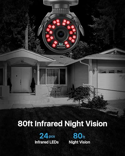 Miniatura 4 de ZOSI Cámara de seguridad 1080P HD TVI para la oficina en casa sistema de vigilancia CCTV Bullet BNC cámara con visión nocturna negro (renovado)