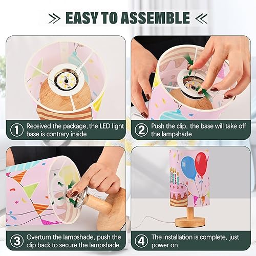 Miniatura 4 de Lámpara de mesita de noche, globos coloridos para cumpleaños, mesita de noche para dormitorio con puerto USB, lámparas de escritorio LED para sala