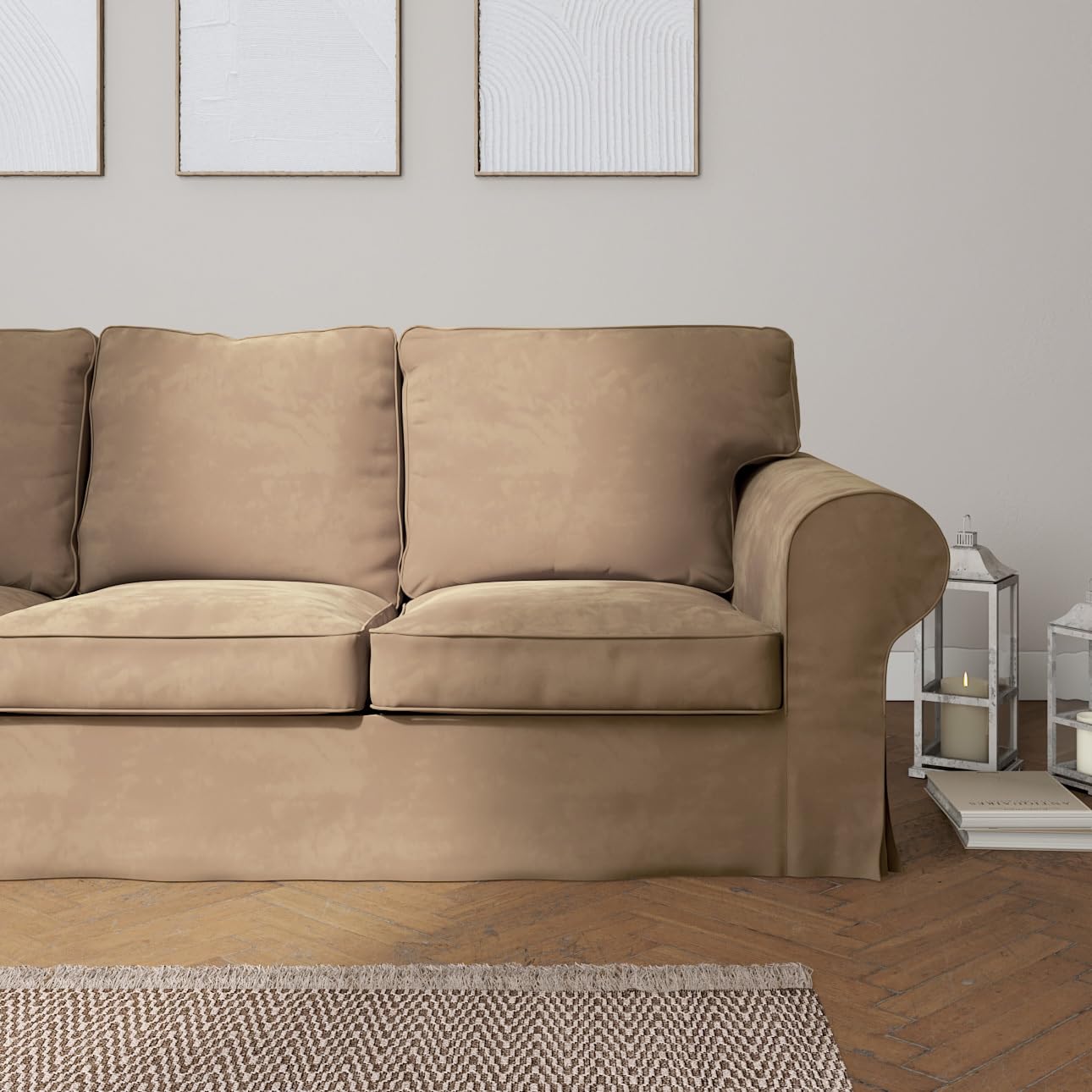 Dekoria Housse de canapé Ektorp de remplacement 3 places non pliable Housse de protection pour modèle Ektorp bleu