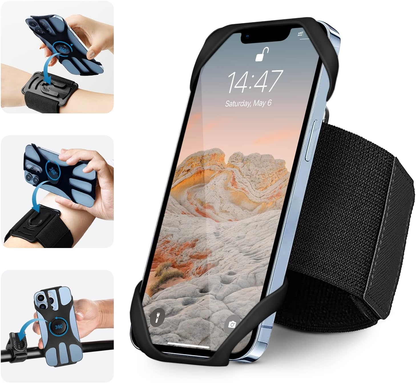 HLOMOM 3 in 1 Bike Phone Mount/Wrist Phone Holder/Cell Phone Armbands