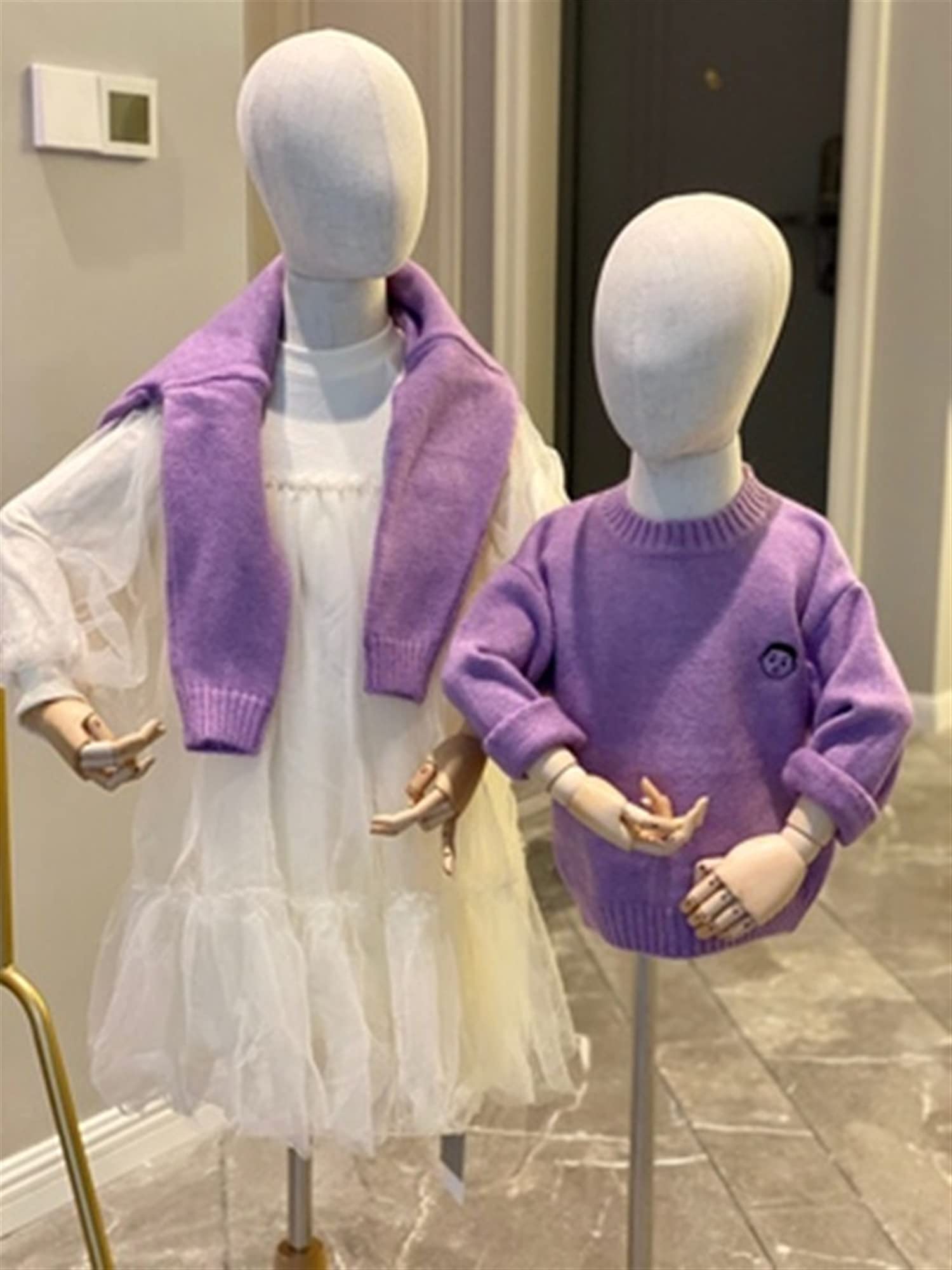 Manekin krawiecki 2-4 lata dla dzieci manekin wystawowy body półstylowe modele, odzież biała tkanina drewniana podstawa drewniana manekin ręczny wyświetlacz, 1 sztuka manekin wystawowy (kolor: 4year)