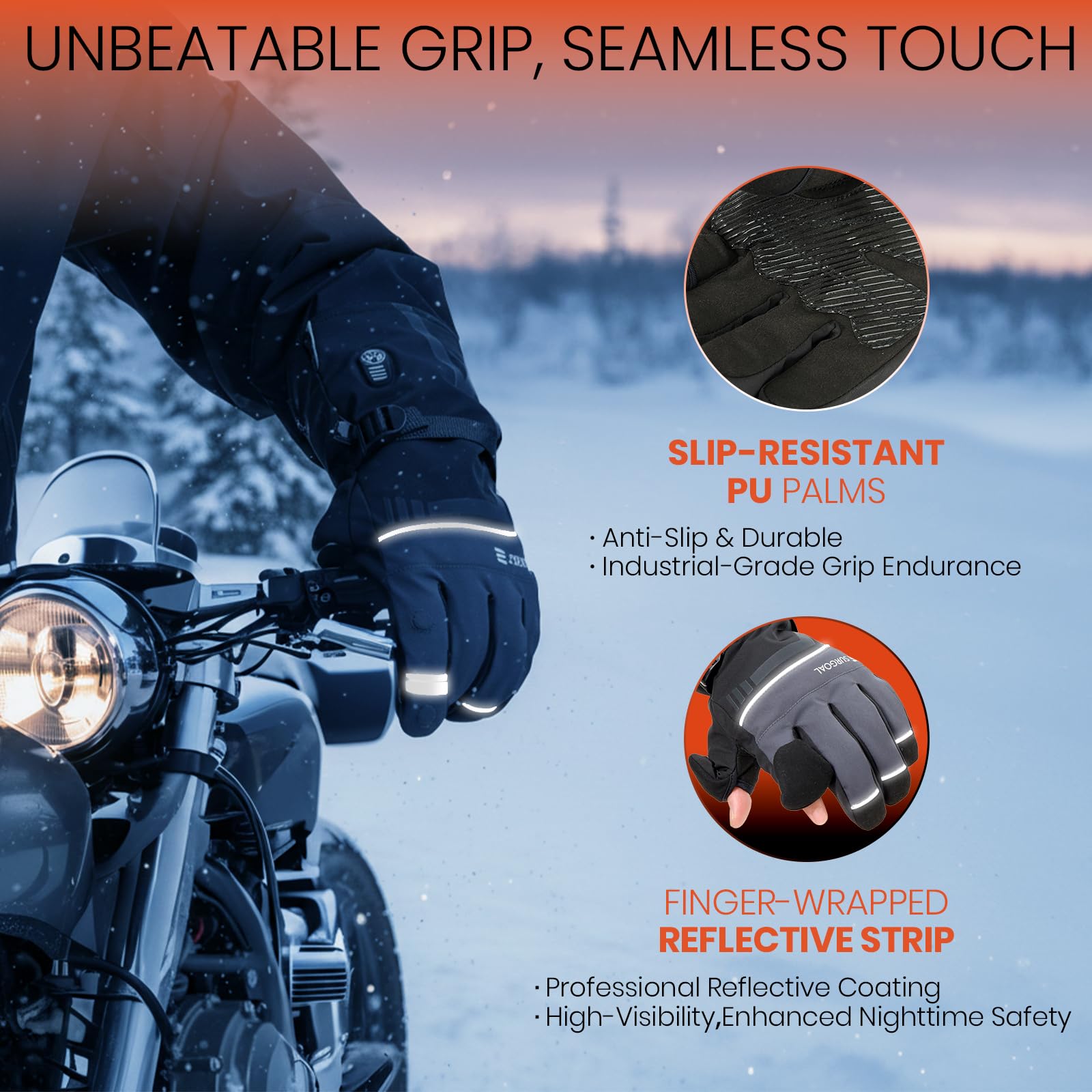 Heated Gloves for Men Women, 7.4V Battery Rechargeable with 2.5-Hour Fast Charging, Waterproof Electric Heated Ski Glove for Work, Fishing, Hunting, Motorcycle, Skiing