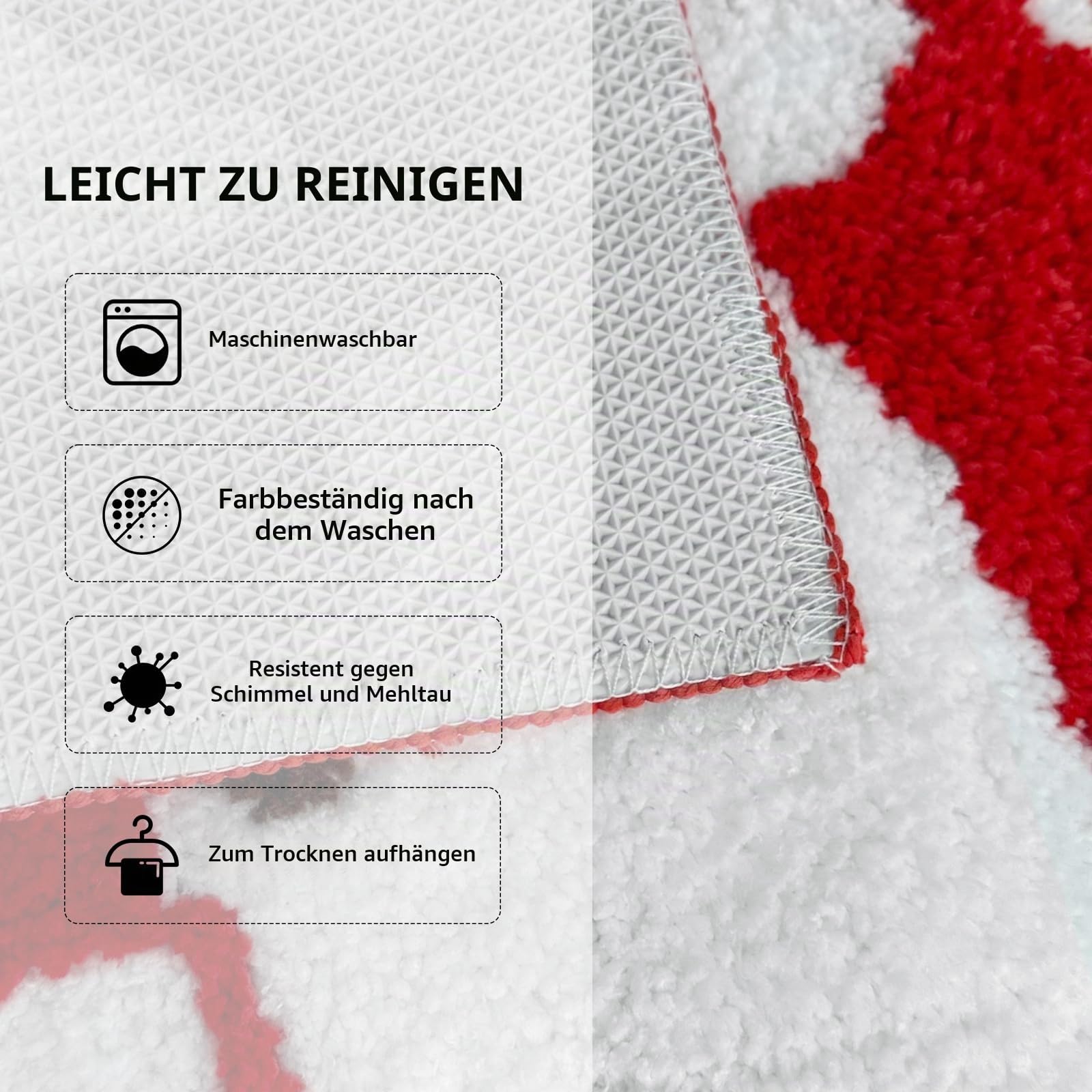 APROPHIC Weihnachten Badezimmer Teppich 50x80 cm, Santa Rutschschutzmatte, Niedliche Hirsch Reinigbar Badematte, Ultrafeine Mikrofaser Wasserabsorbierende Badematte, Geeignet Für Badezimmer, Wäscherei