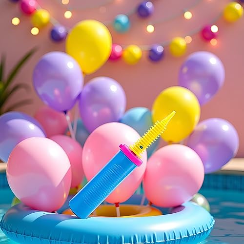 Miniatura 2 de Bomba de mano portátil azul para globos, bomba de globo de mano de doble acción bidireccional - Bomba de inflado de globos - Bomba de aire para