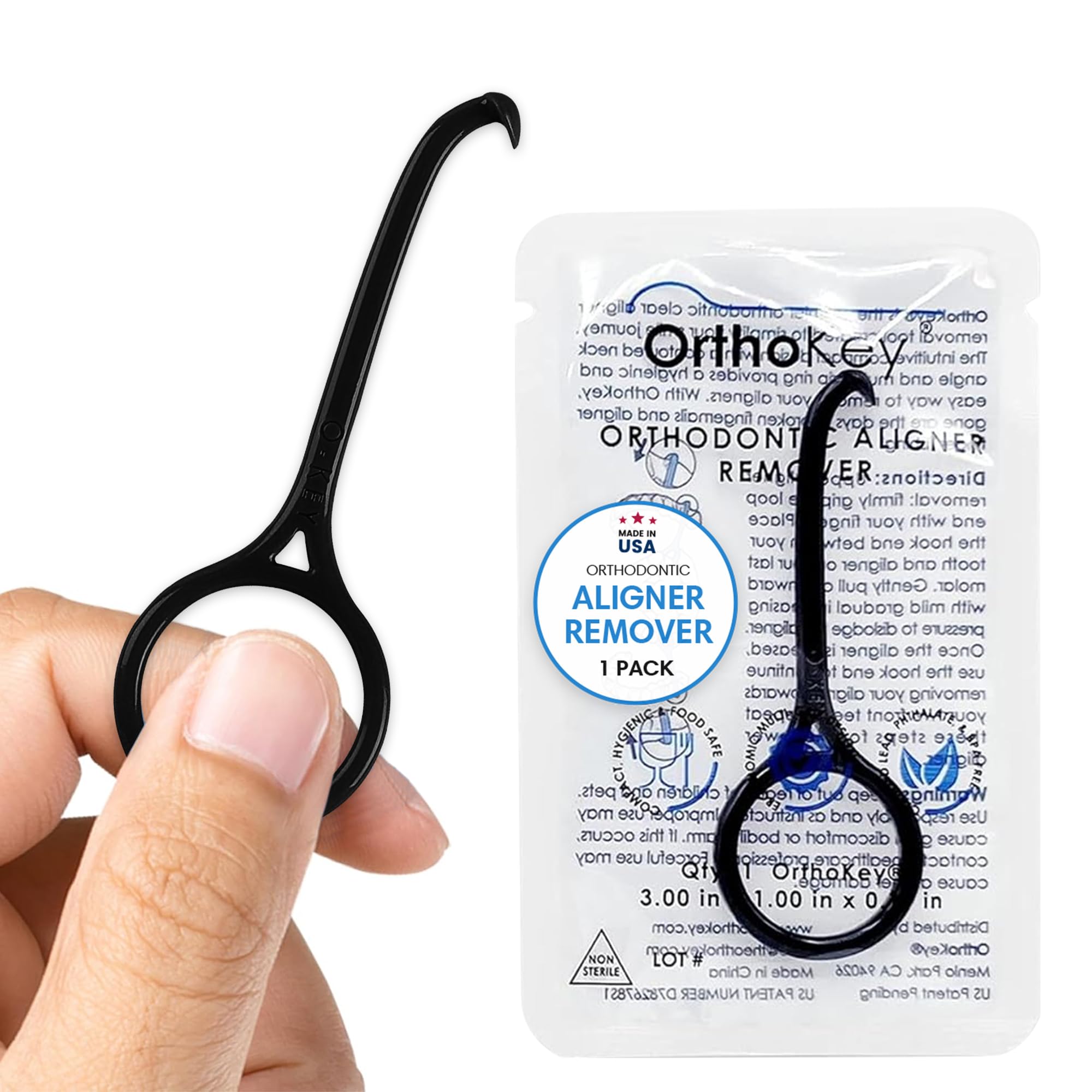 OrthoKey Clear Aligner Removal Tool | Invisible Removable Braces, Denture, Brackets, Retainer Remover Key | Personal Orthodontic Supplies,