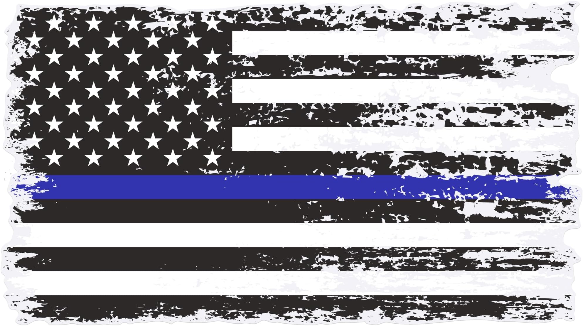 Stickios Thin Blue Line Sticker - Back the Blue Distressed American Flag Police Decal for Cars, Trucks & Vehicle Windows - Made in USA (5.9 x 3.2 inches)