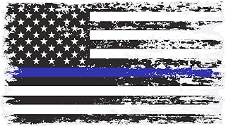 Stickios Thin Blue Line Sticker - Back The Blue Distressed American Flag Police Decal for Cars, Trucks & Vehicle Windows - Made in USA (5.9x3.2 inches)
