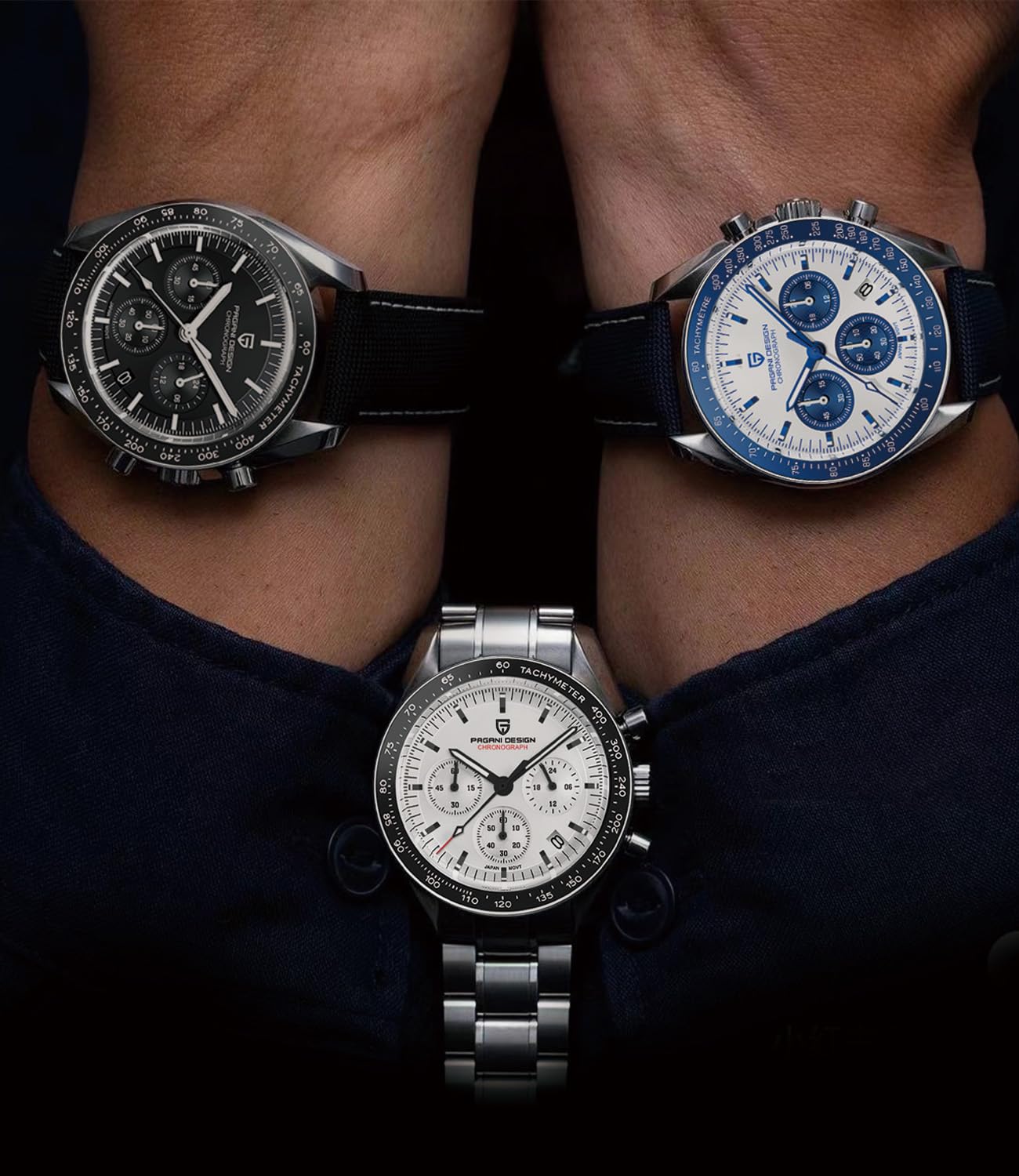 RollsTimi PD 1701 Orologio Uomo VK63 Orologio al Quarzo Cinturino in Acciaio Inox 100 Metri Resistente all'Acqua Elegante Sport Business Elegante Orologi Regalo da Uomo.