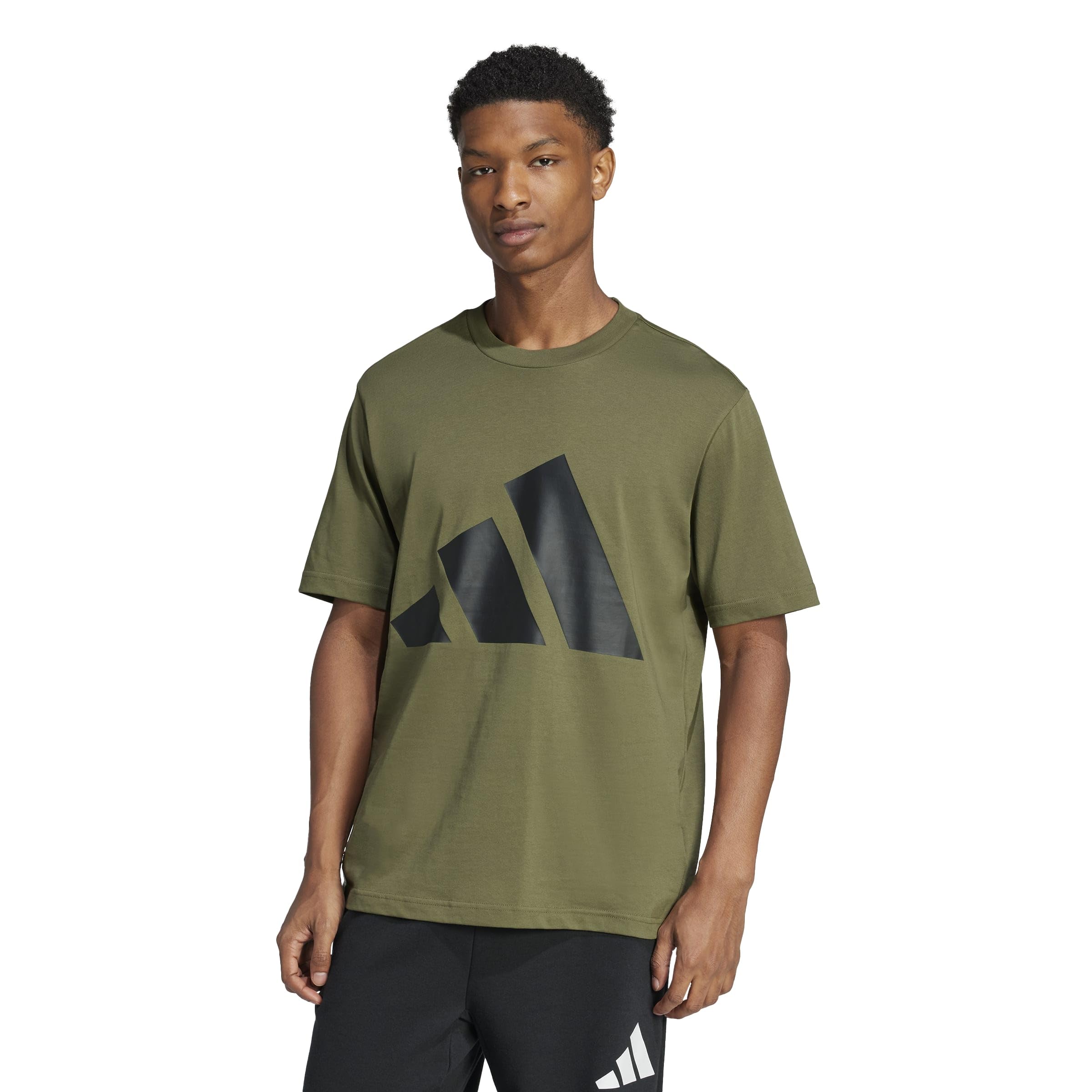 adidas Men's Essentials Big Logo T-Shirt, Olive Strata/Black, X-Large-image-16