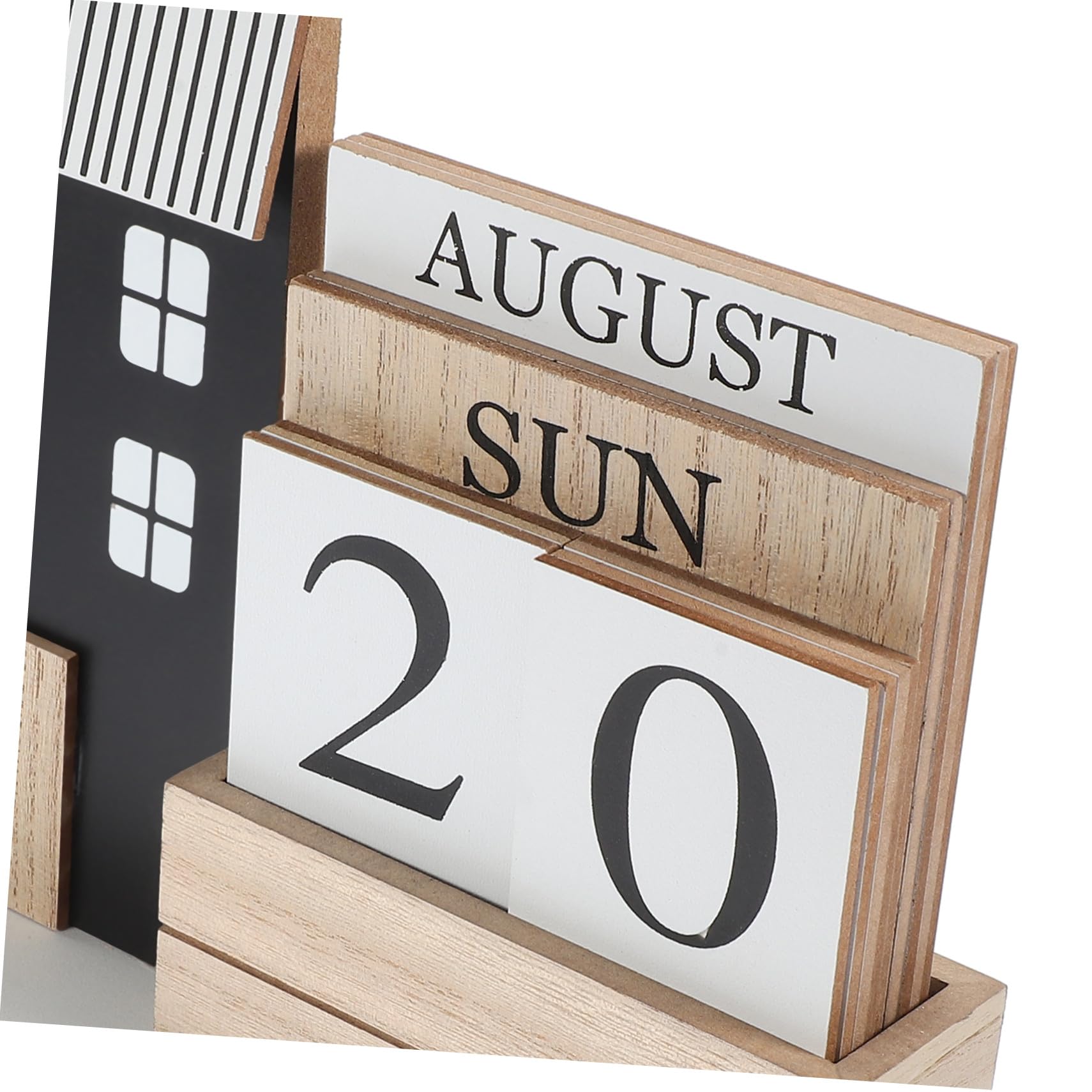 WOONEKY Calendario in Legno da Scrivania con Display Settimana e Data Planner Settimanale Decorativo per Ufficio e Casa Calendario Desktop Resistente e Riutilizzabile