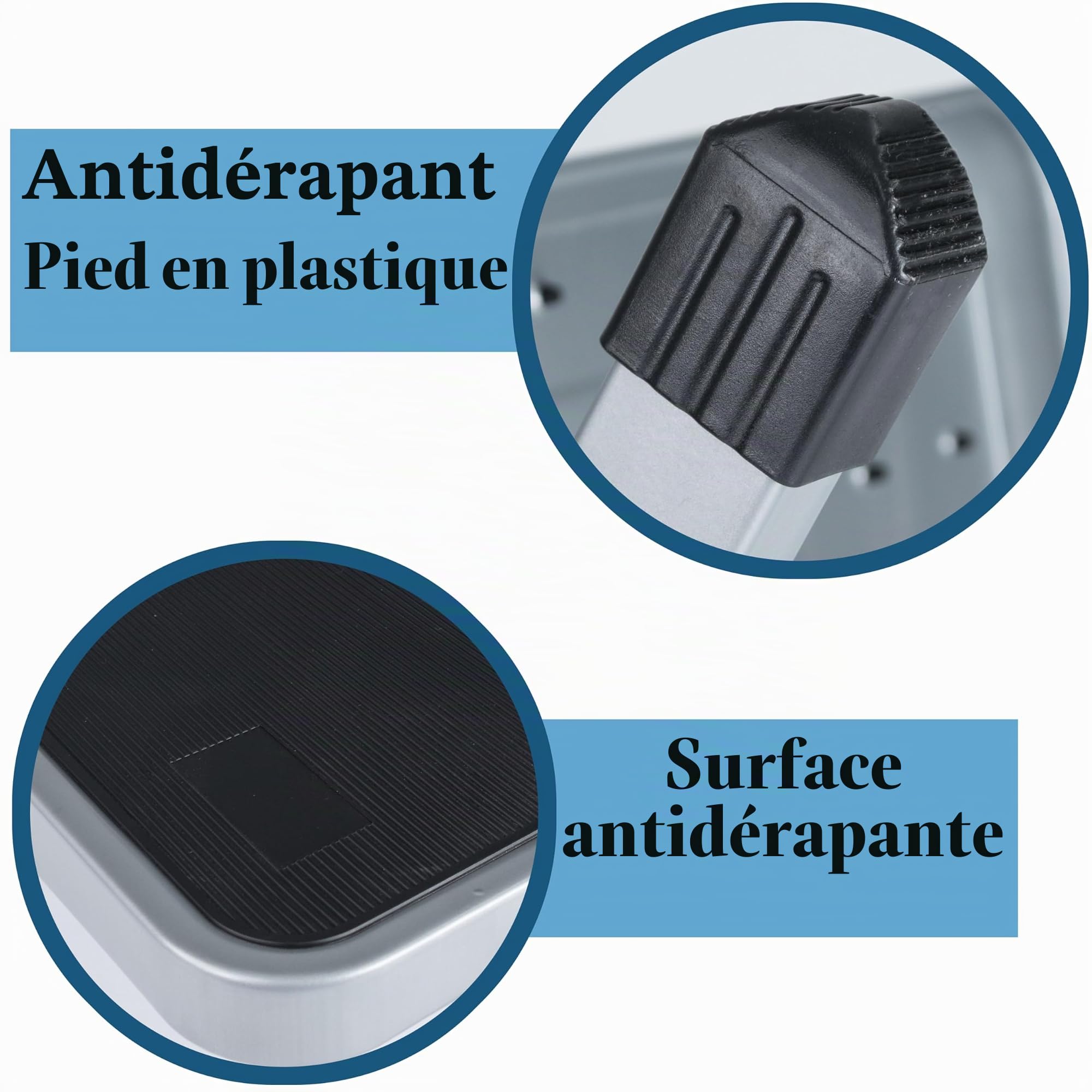 Marchepied pliable pour caravane - 2 marches - 51 x 58 x 40 cm - En acier - Charge maximale : 150 kg - Avec surface antidérapante - Pliable - Pour caravane, camping-car