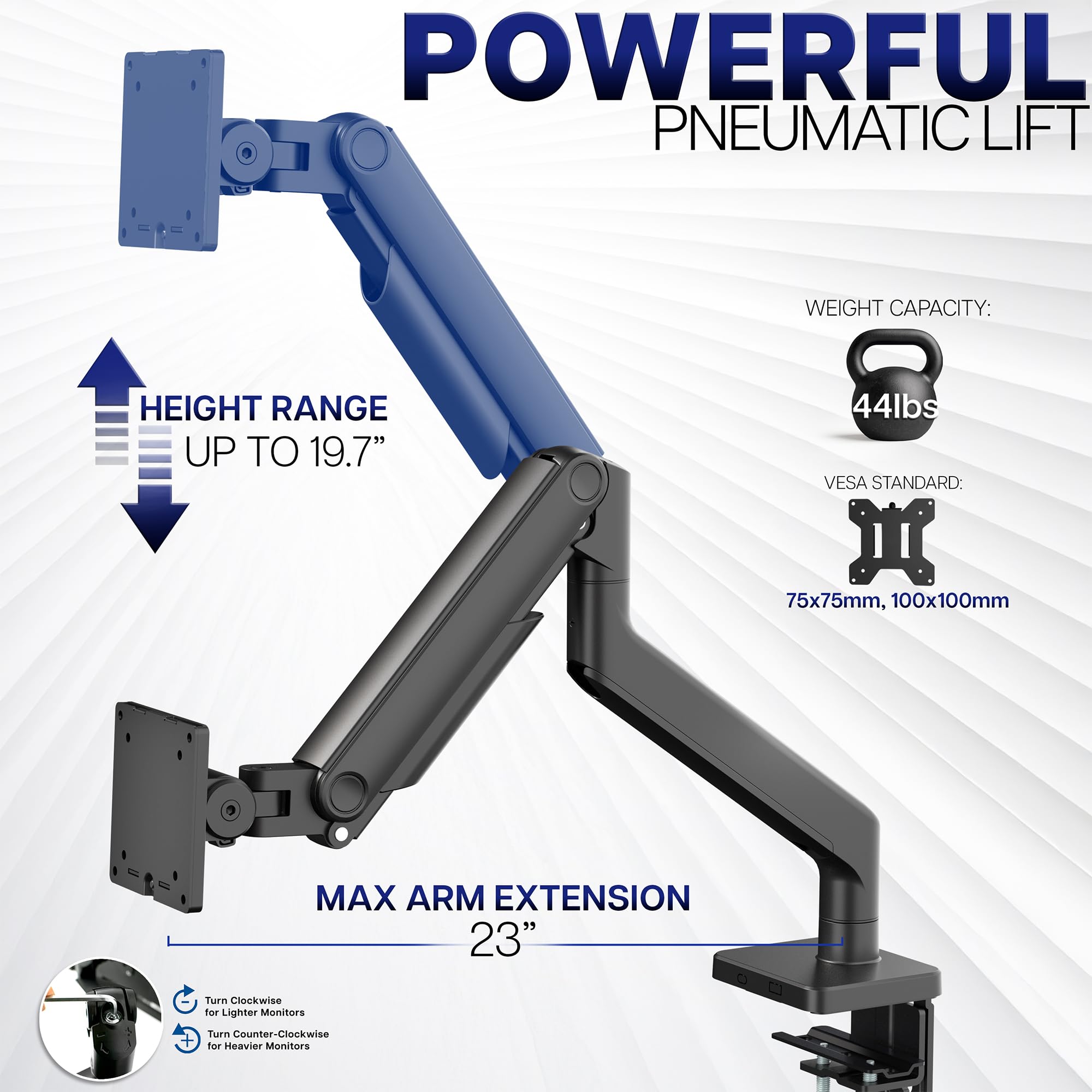 VIVO Robuster Aluminium-Spannarm für Monitore bis zu 124,5 cm (49 Zoll), hält 20 kg, Premium-Schreibtischhalterung für Samsung Odyssey G9 und mehr, schwarz, STAND-V101V