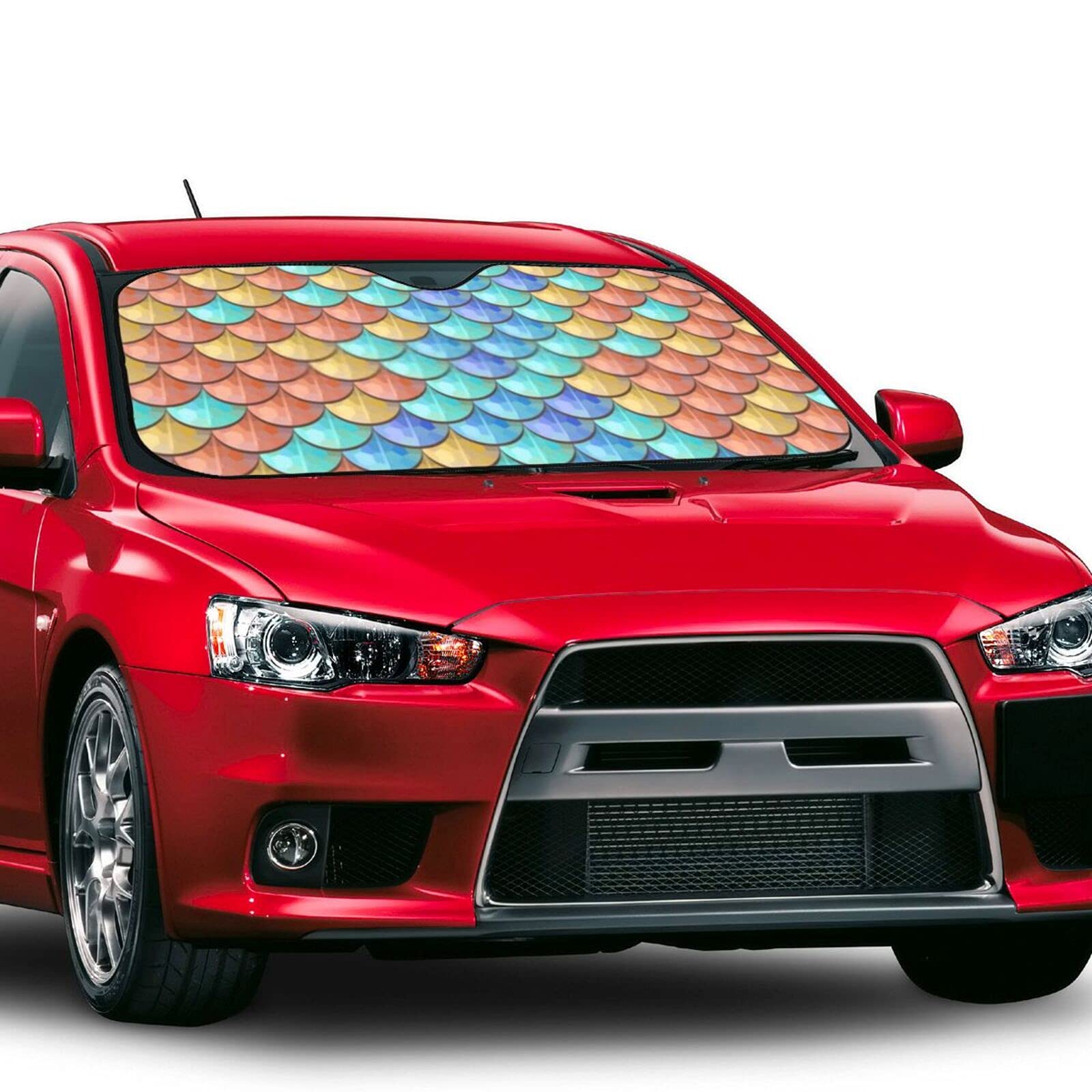 Colorful Polygonal River Fish Scales Motor Trend Sunshade In Trendy Vehicle Colors (Standard S)