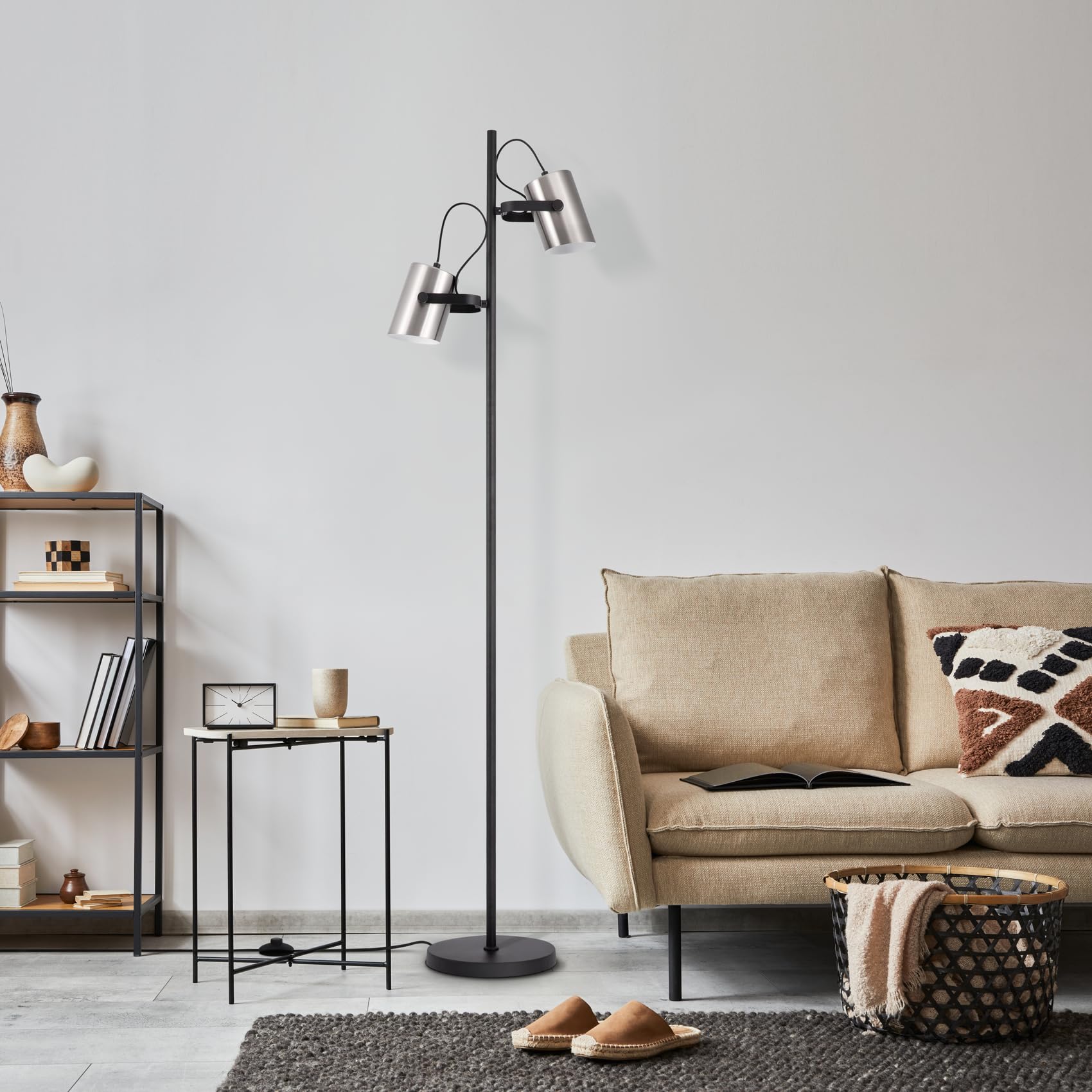 Paco Home Lampa Pod³ogowa Regulowana Wysoko¶æ Metalowa Lampa Do Czytania Obrotowa Lampa Do Salonu Industrialna Retro, Kolor:Schwarz - Metall, Typ oprawy___Technologia:E27