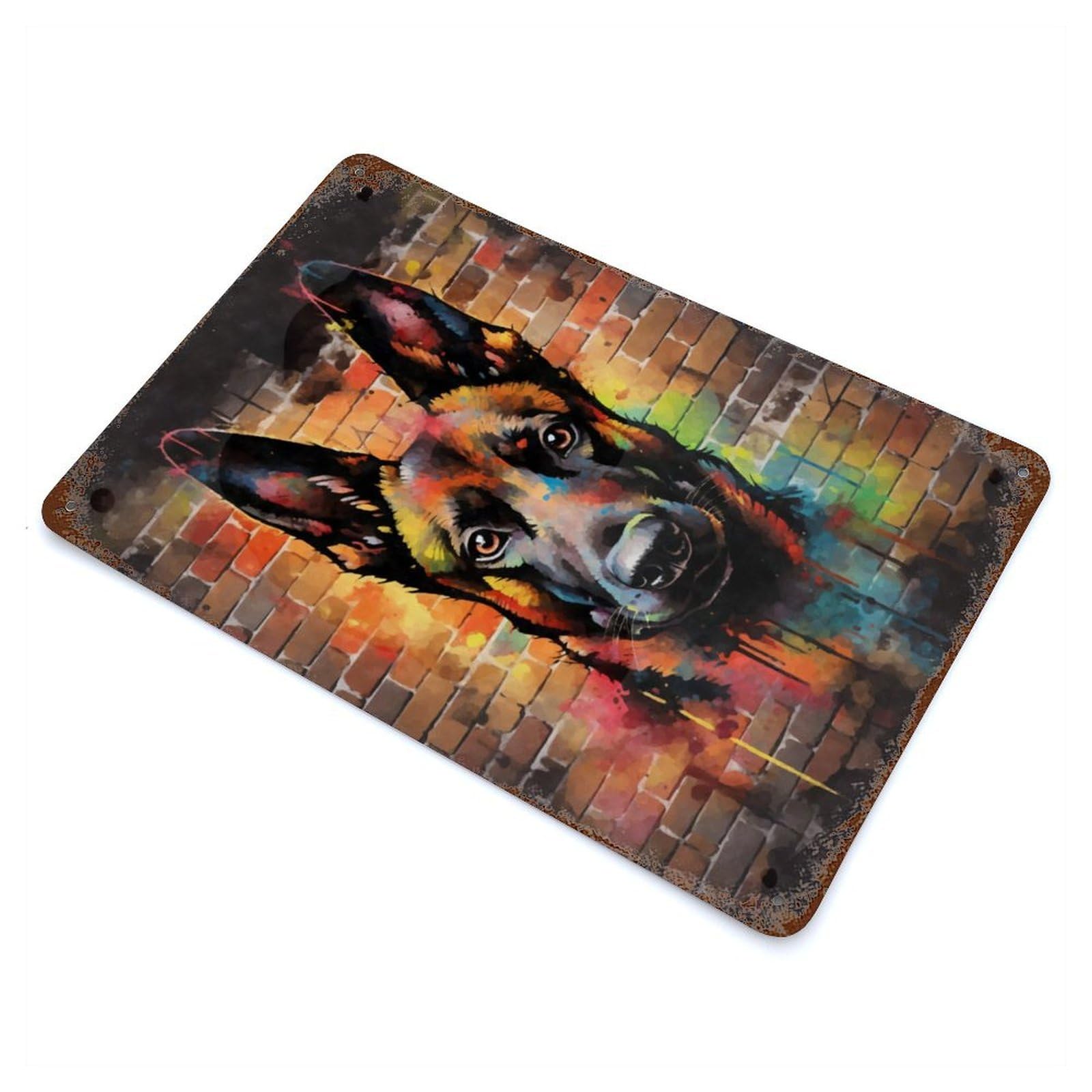 Belgian Malinois Graffiti Decorative Tin Sign 11.8"x7.9", for Bistro, Counter And Cafe Decor, Retro Wall Decor
