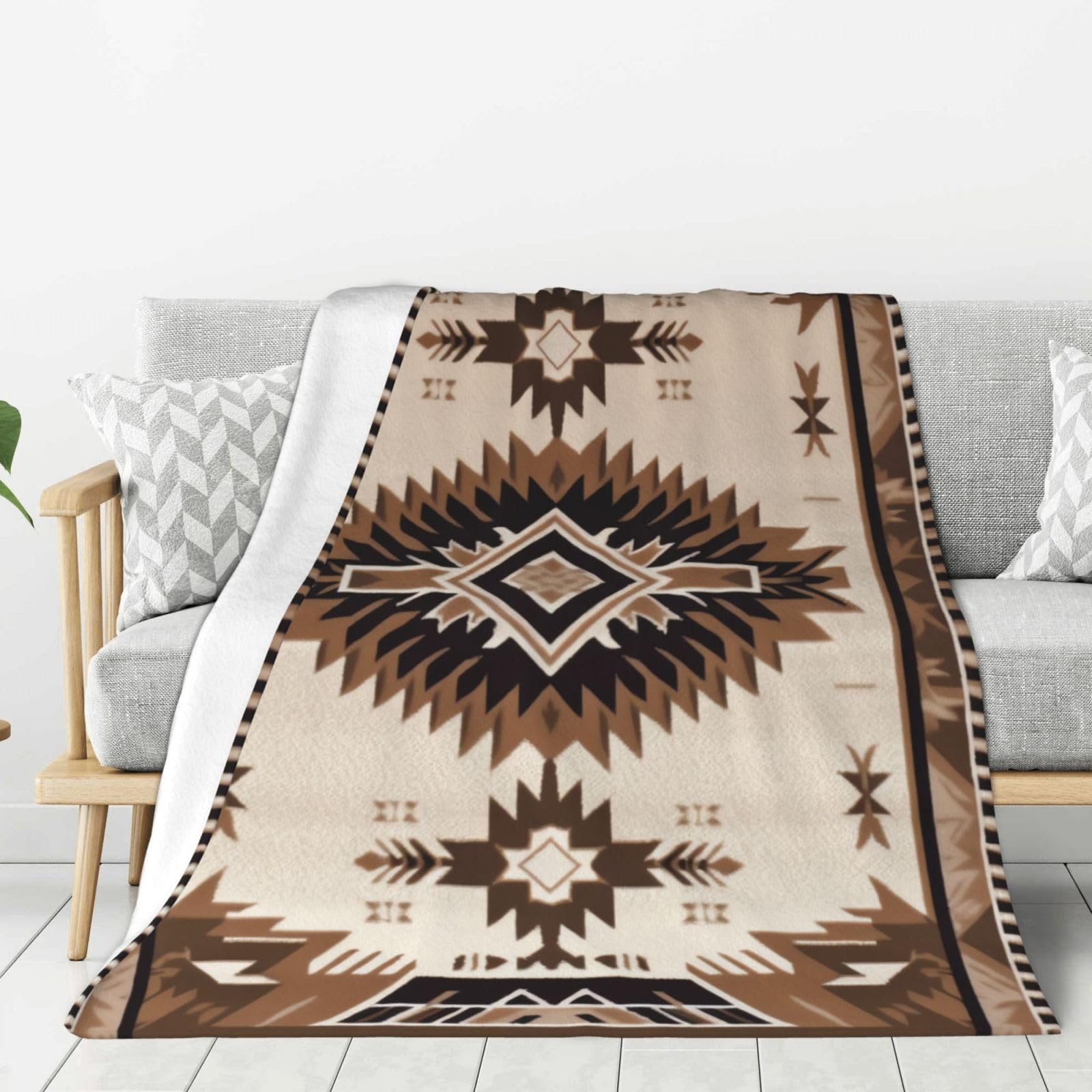 Couverture flanelle lit canapé plaid polaire doux motif amérindien