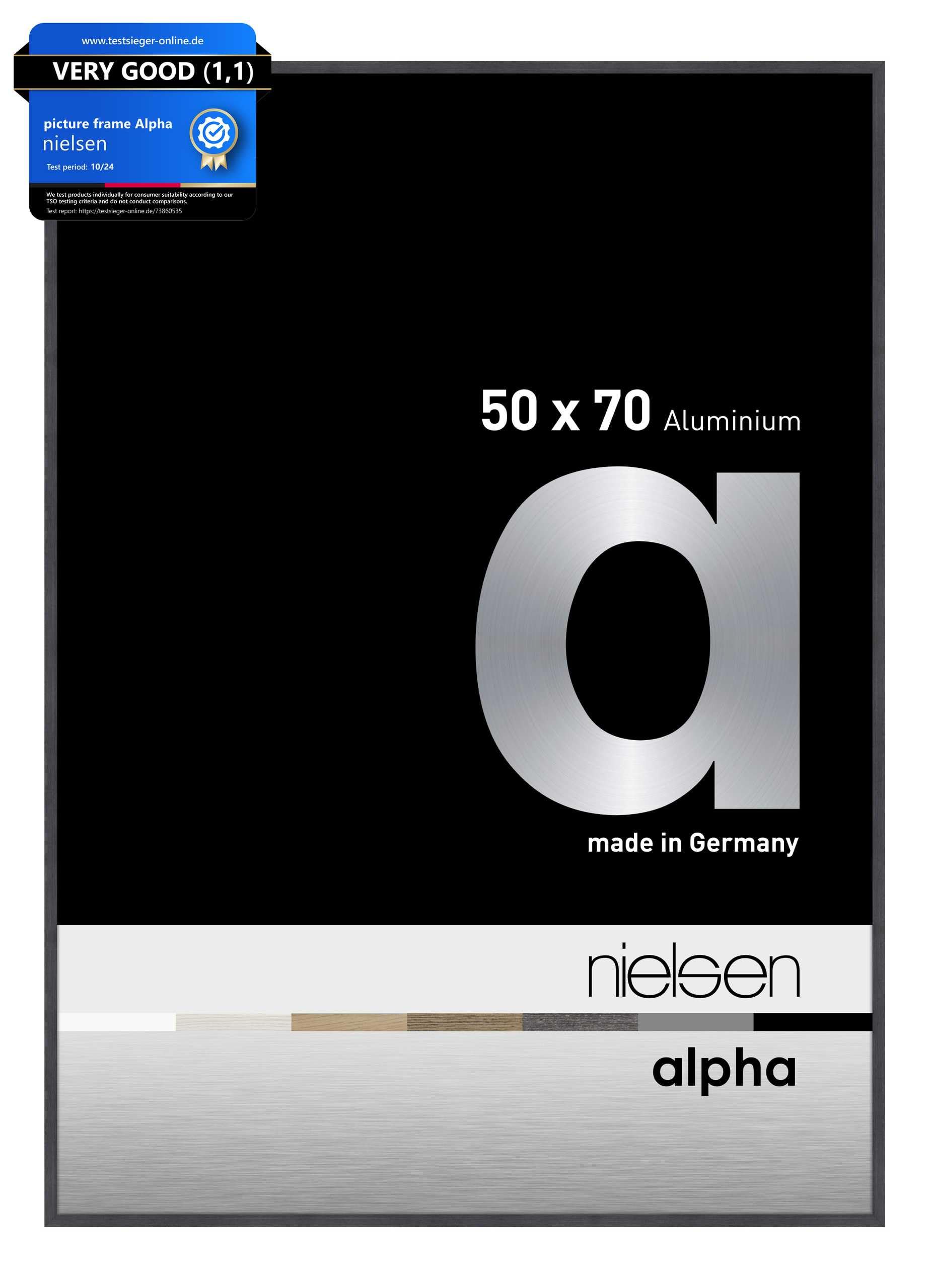 Nielsen Design    Grey Alpha Aluminium Picture Frame Black Oak in Size 50x70cm, BrandAlley