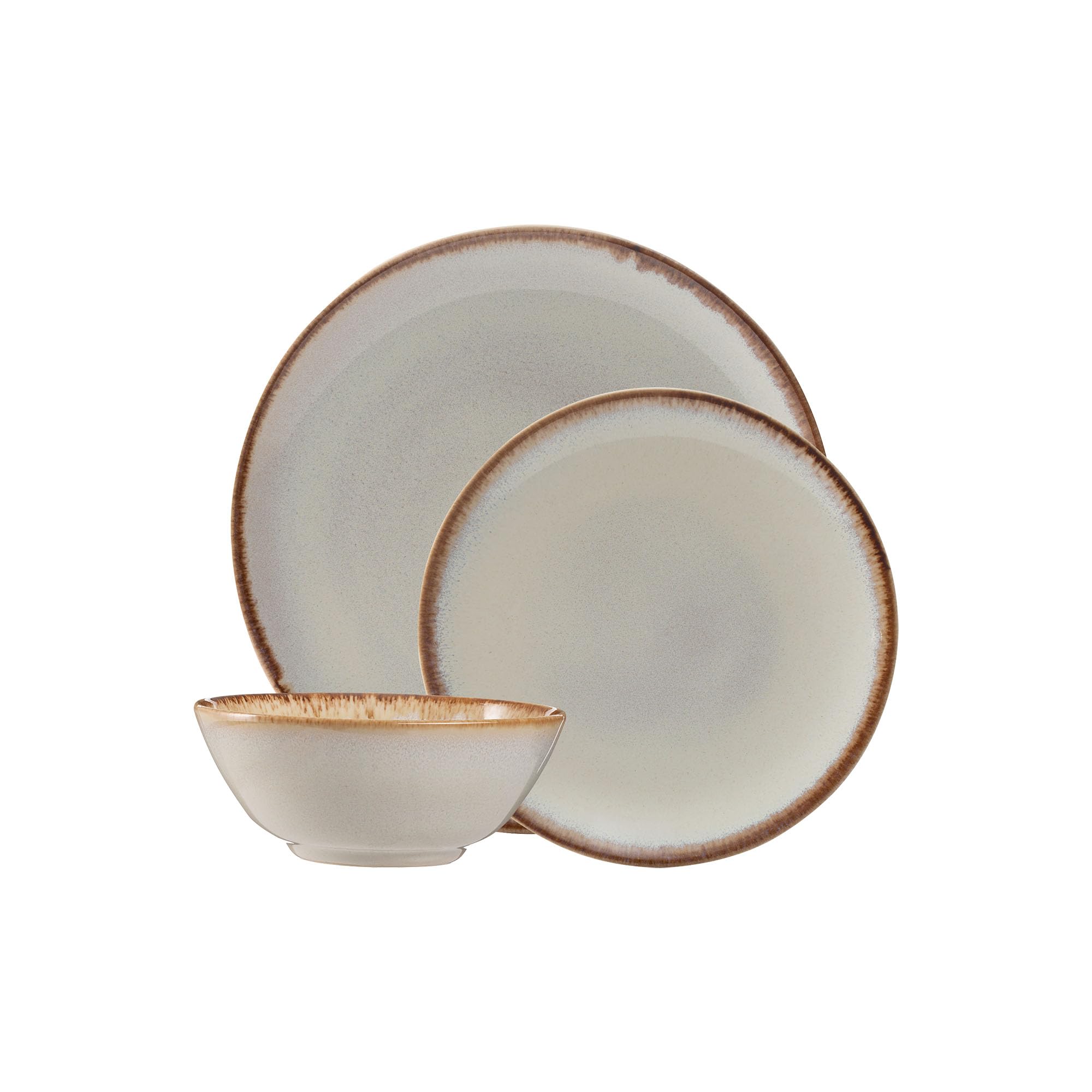 Mason Cash Cream Reactive Stoneware Dinner Set | 12-Piece Tableware Collection With Reactive Glaze Finish | Includes 4 Dinner Plates, 4 Side Plates & 4 Bowls | Dishwasher & Microwave Safe
