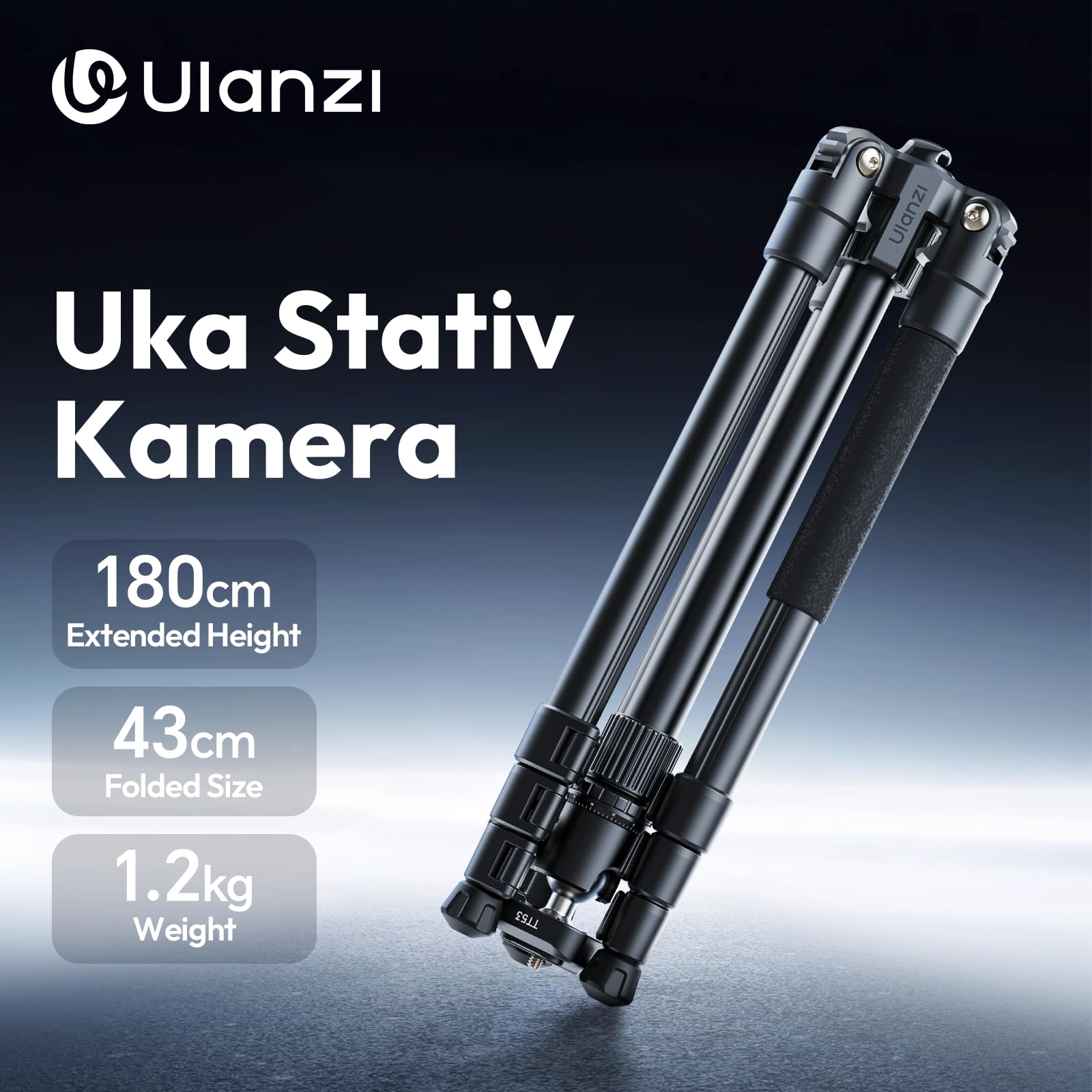 ULANZI TT53 71-calowy statyw do aparatu, statyw podróżny do aparatu z panoramiczną głowicą kulową 360° i płytką szybkiego zwalniania Uka, lekki statyw ze zdejmowaną kolumną środkową do wszystkich