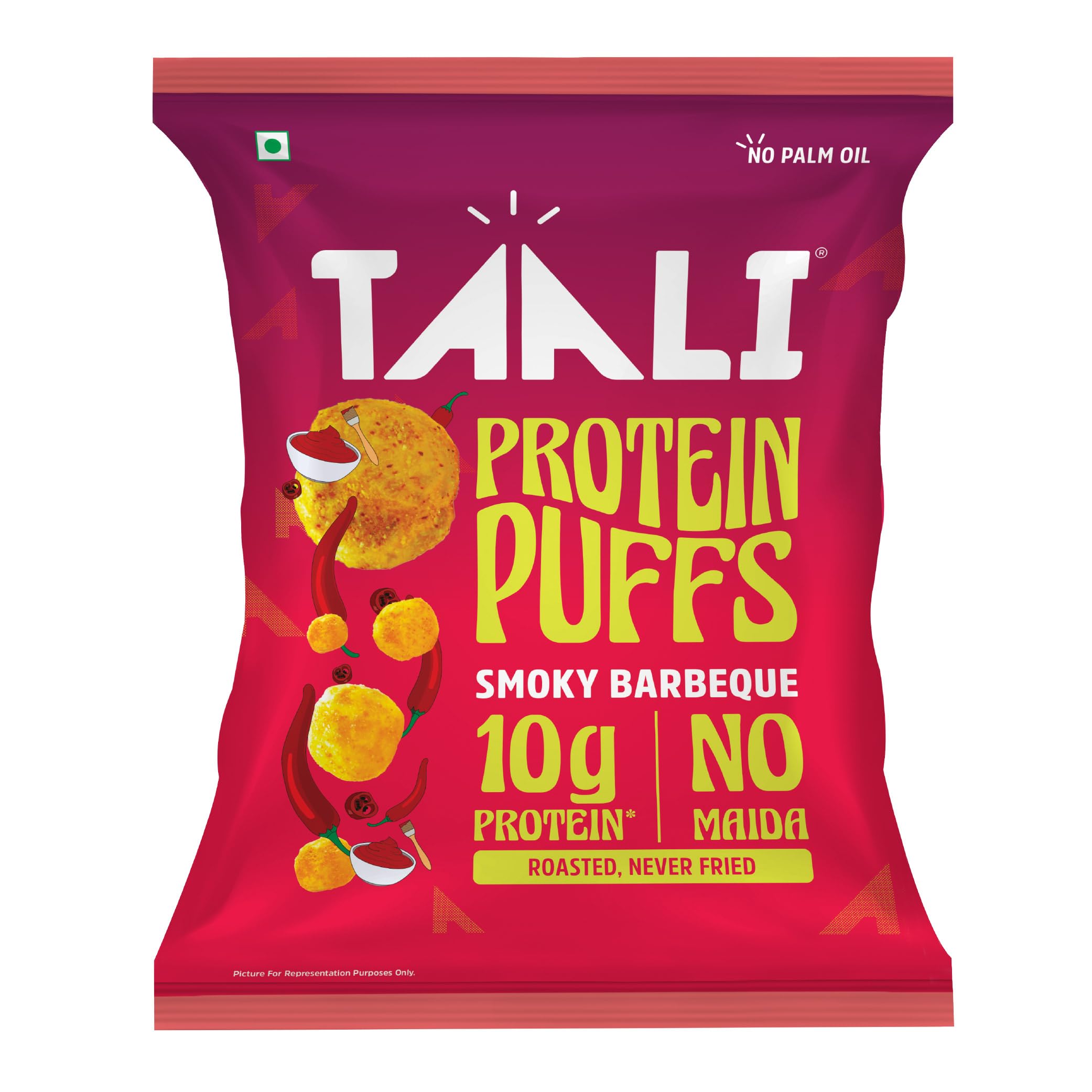 Protein Puffs – Smoky Barbeque | Bold BBQ Flavour with a Protein Punch | Roasted-Not Fried | No Palm Oil, No Maida, No Trans-Fat | Cheeseballs 2.0| (Pack of 1x 60g)
