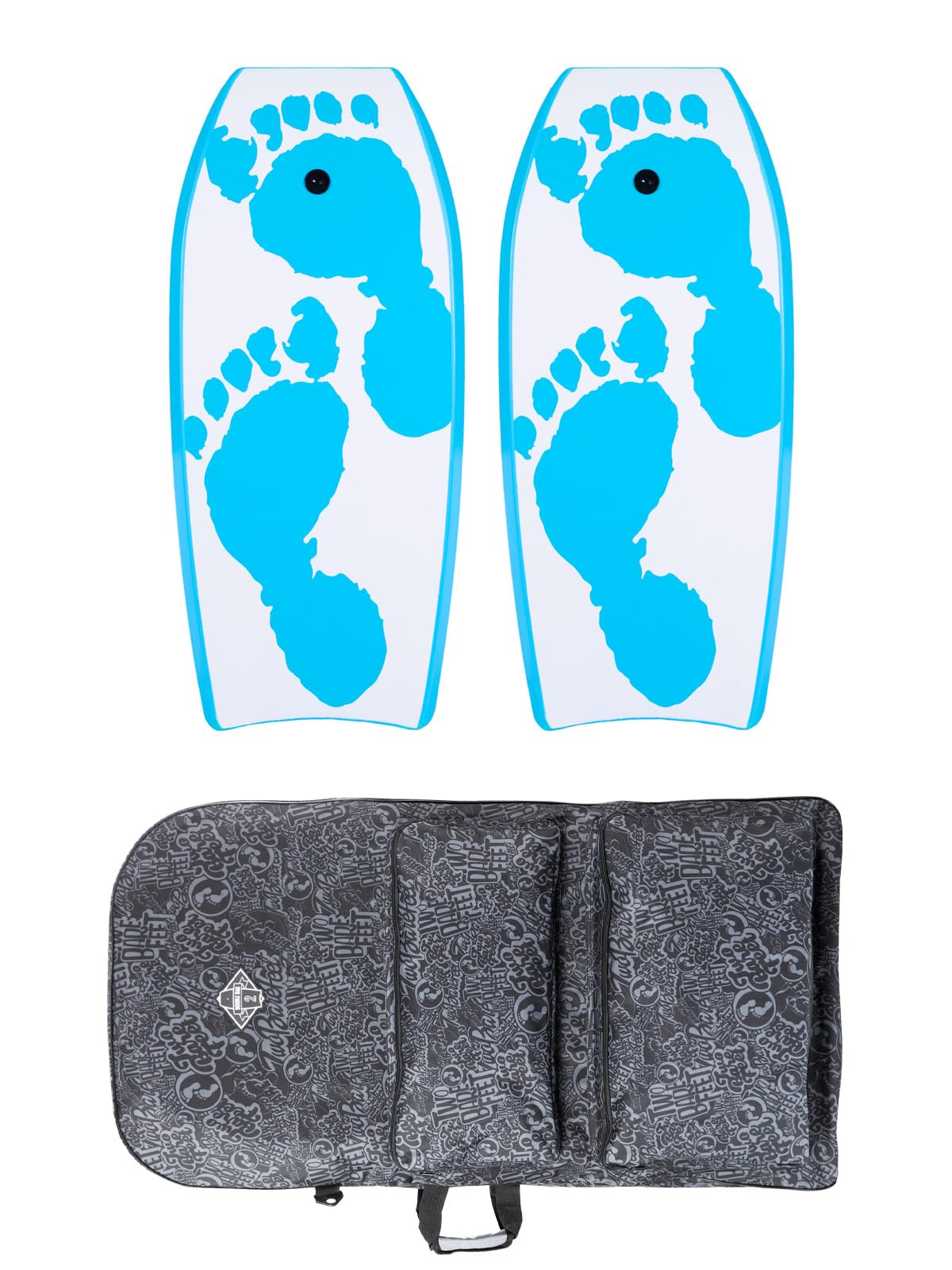 Two Bare Feet 42" Bodyboard Bundle - 2 x 42 'Future' Bodyboards of your choice + Premium Double Carry Bag (Future Print (Aqua)+Future Print(Aqua)+Grey Bag) — image 1