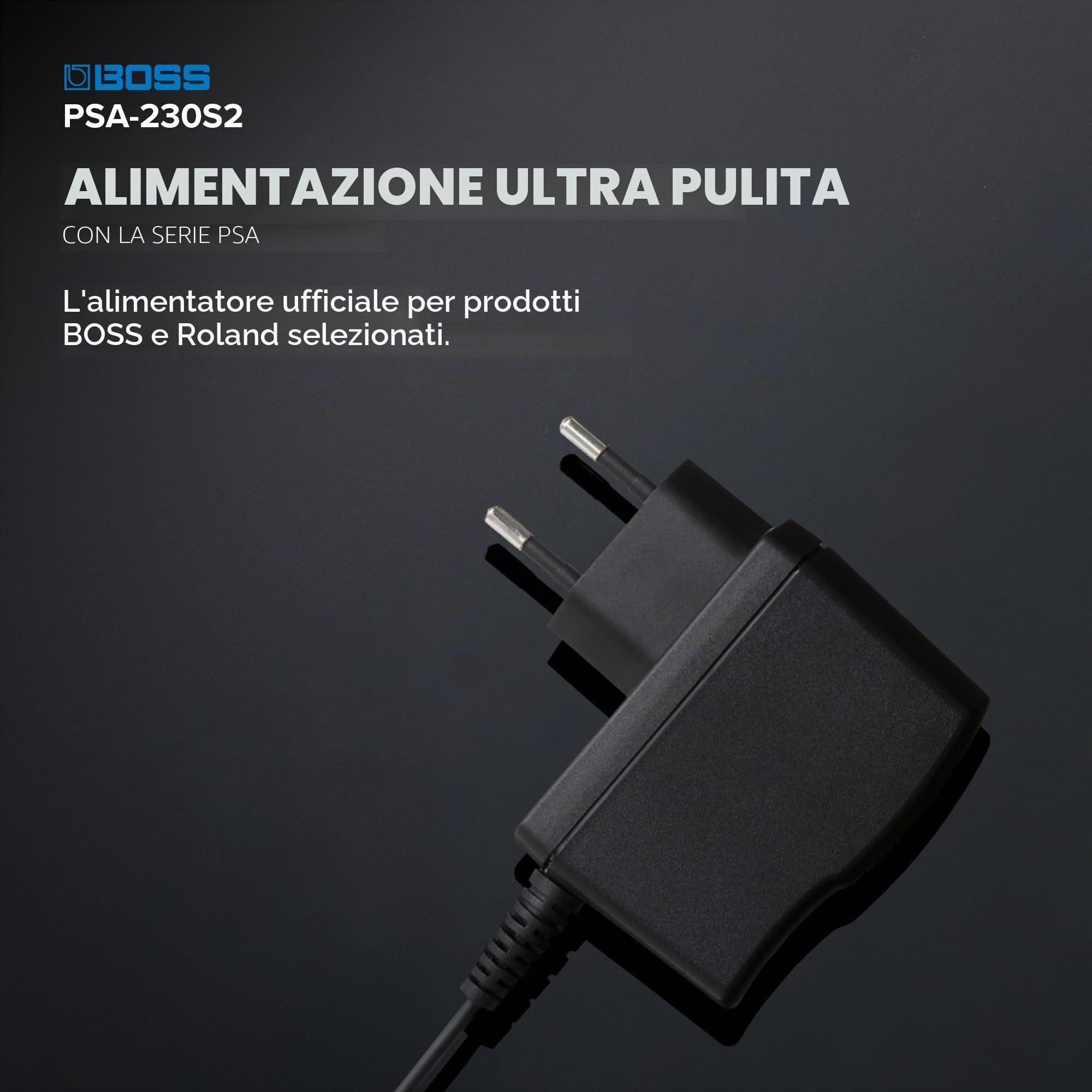 Trasformatore BOSS PSA-230S2 | Alimentatore per Pedali BOSS Compatti e Doppi, Multi-Effetti e Altro Ancora | Cavo Lungo | Indicatore a LED per una Rapida Conferma Visiva dello Stato Acceso/Spento