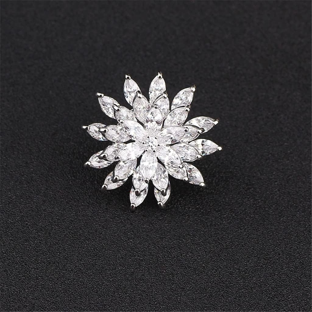 Turnable Zircon Brooch Female Rotating Smart Flower Pin Accessories Corsage(A)