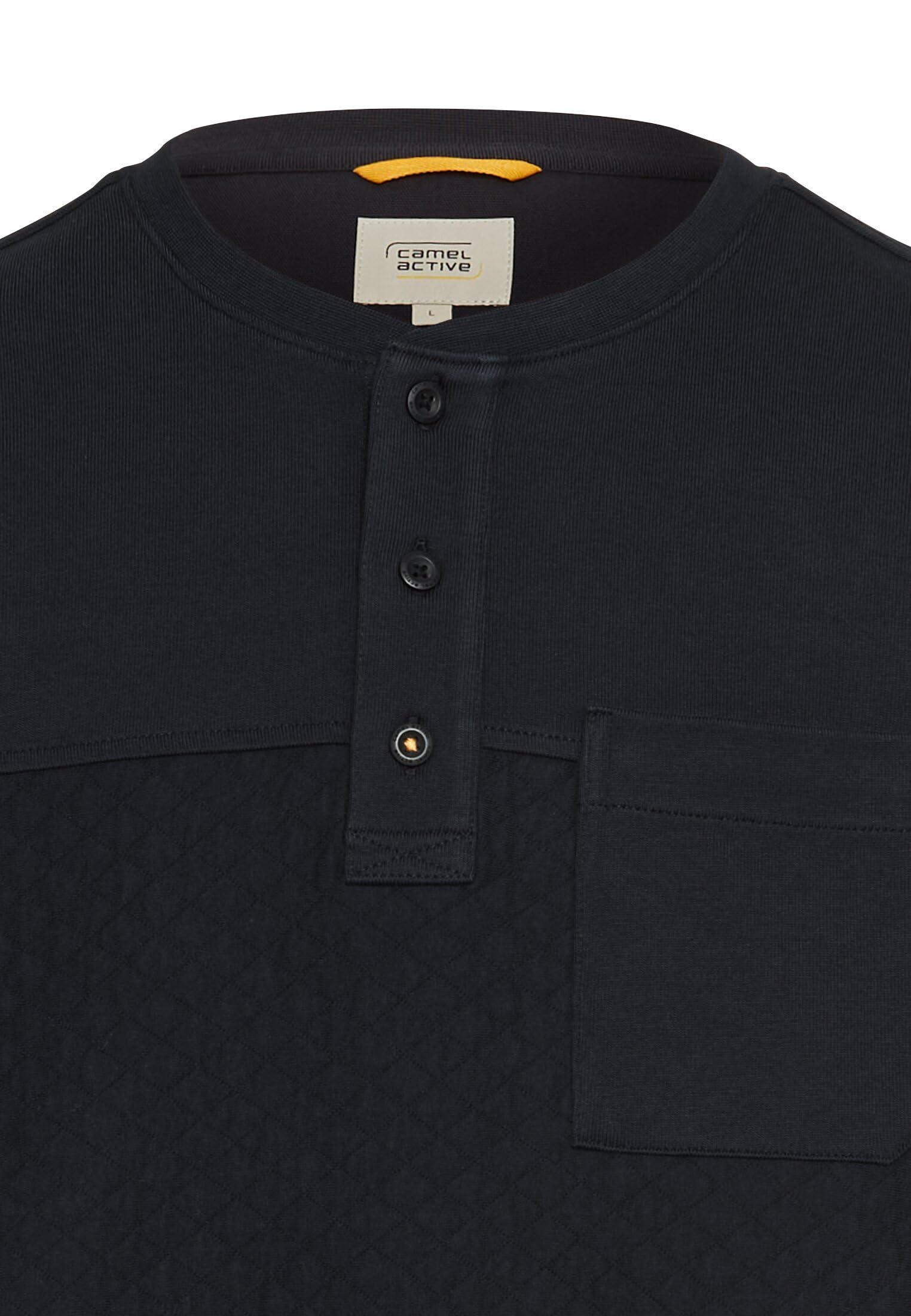 camel active Henley męski z długim rękawem z kieszenią na piersi