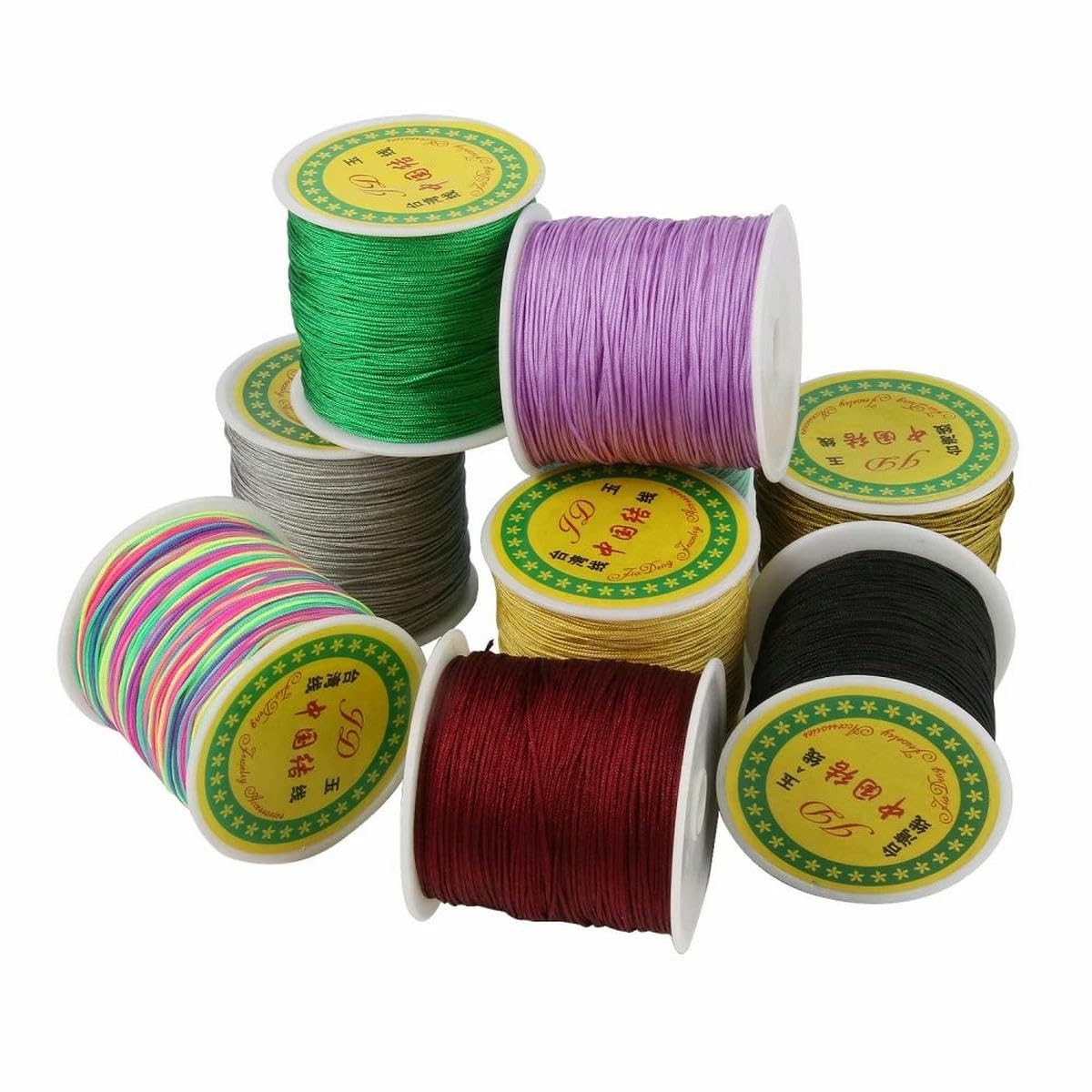 Corda In Nylon Per Macramè E Nodi Cinesi - Filo Shamballa Nero 0.8mm, 100 Metri, Per Bracciali E Gioielli - Foto 2