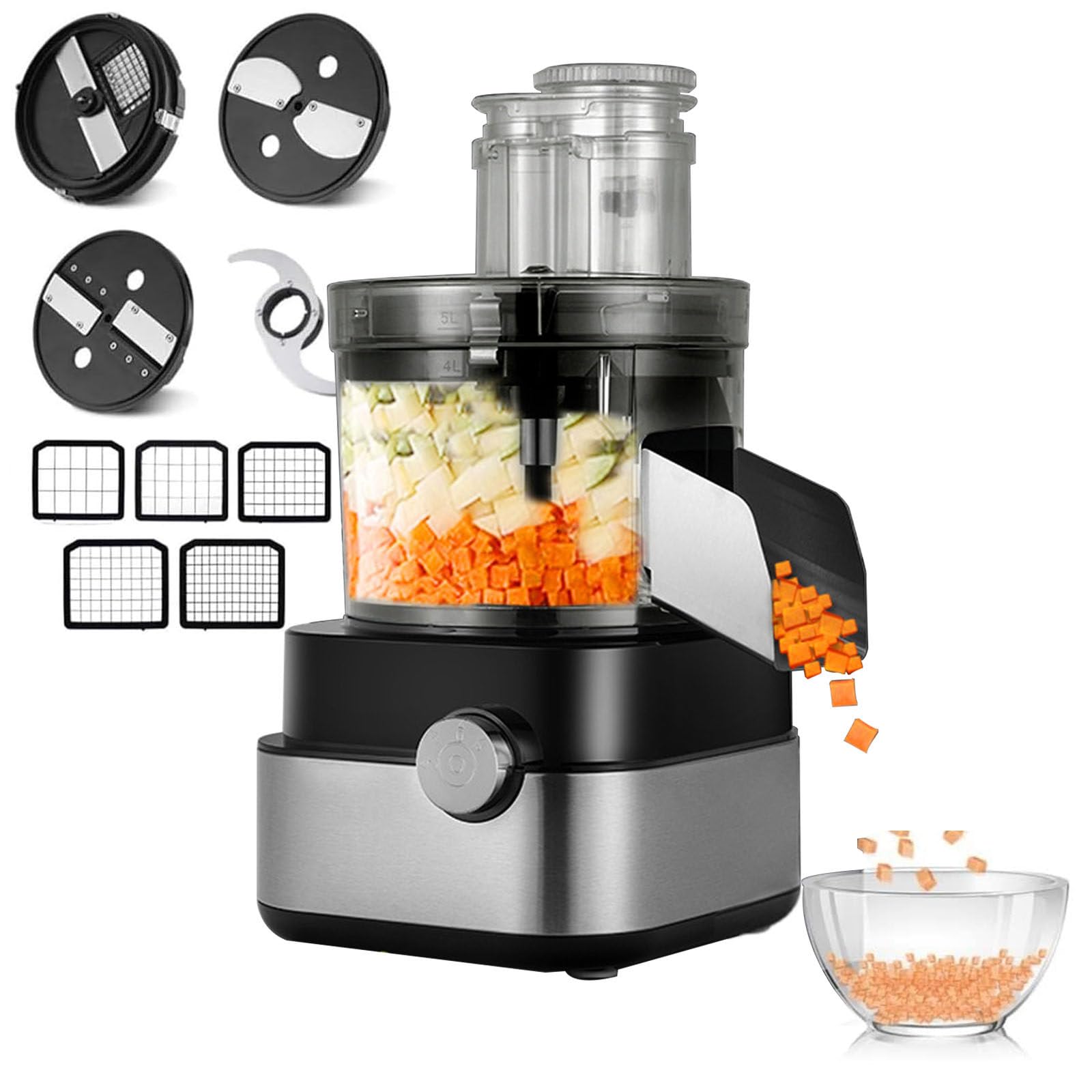 AYCDL Commercial Food Processor, 600W Electric Vegetable Dicer Chopper, Veggie Shredder Grater, Meat Grinder Blender