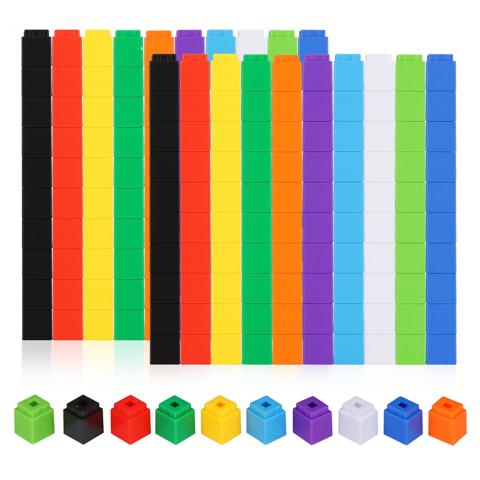 200 Cubes Mathématiques – Blocs De Construction Empilables – Apprentissage Des Nombres Et Couleurs – Dès 3 Ans