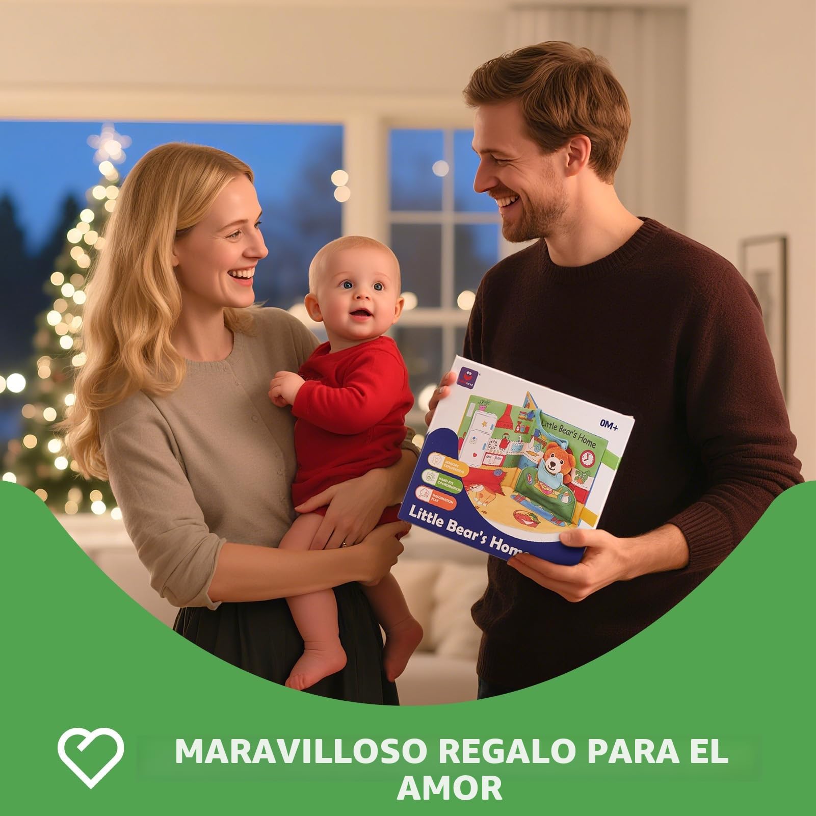 hahaland Libro Bebe Interactivo Juguetes Bebes 0 3 6 Meses, 3 en 1 Libro de Tela Blandos para Bebe Recien Nacido, Libro Sensorial Suave de Actividades - Tummy Time Regalos Bebes 1 Años
