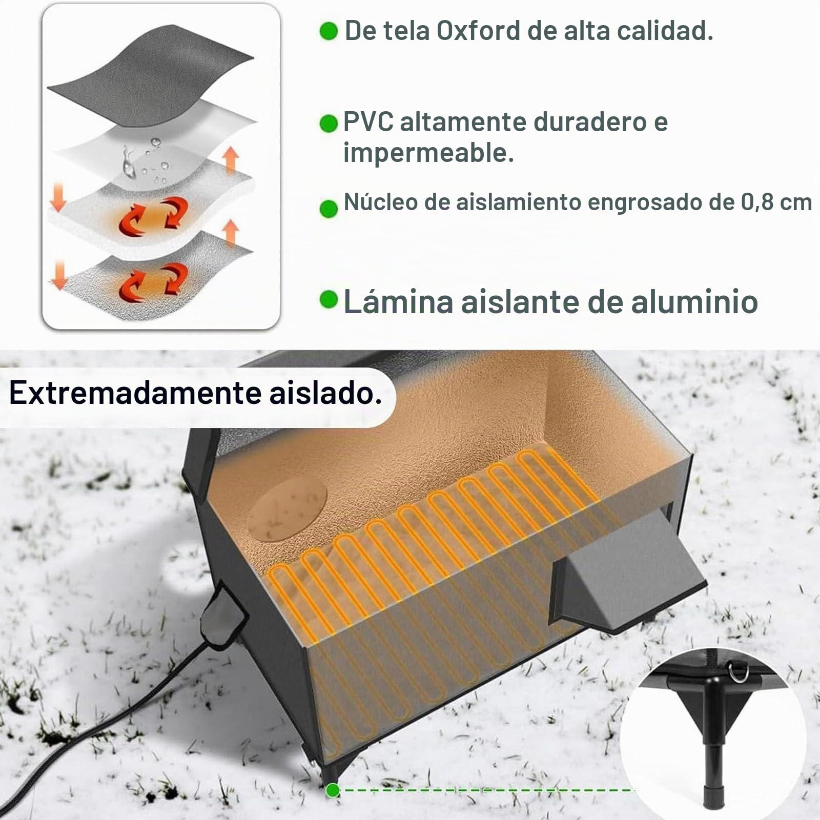 Casa para Gatos En El Exterior con Calefacción En Invierno,Extremadamente Aislada Y Resistente A La Intemperie,Refugio Elevado para Gatos Callejeros con Aleros Impermeables M(53 * 33 * 30cm)