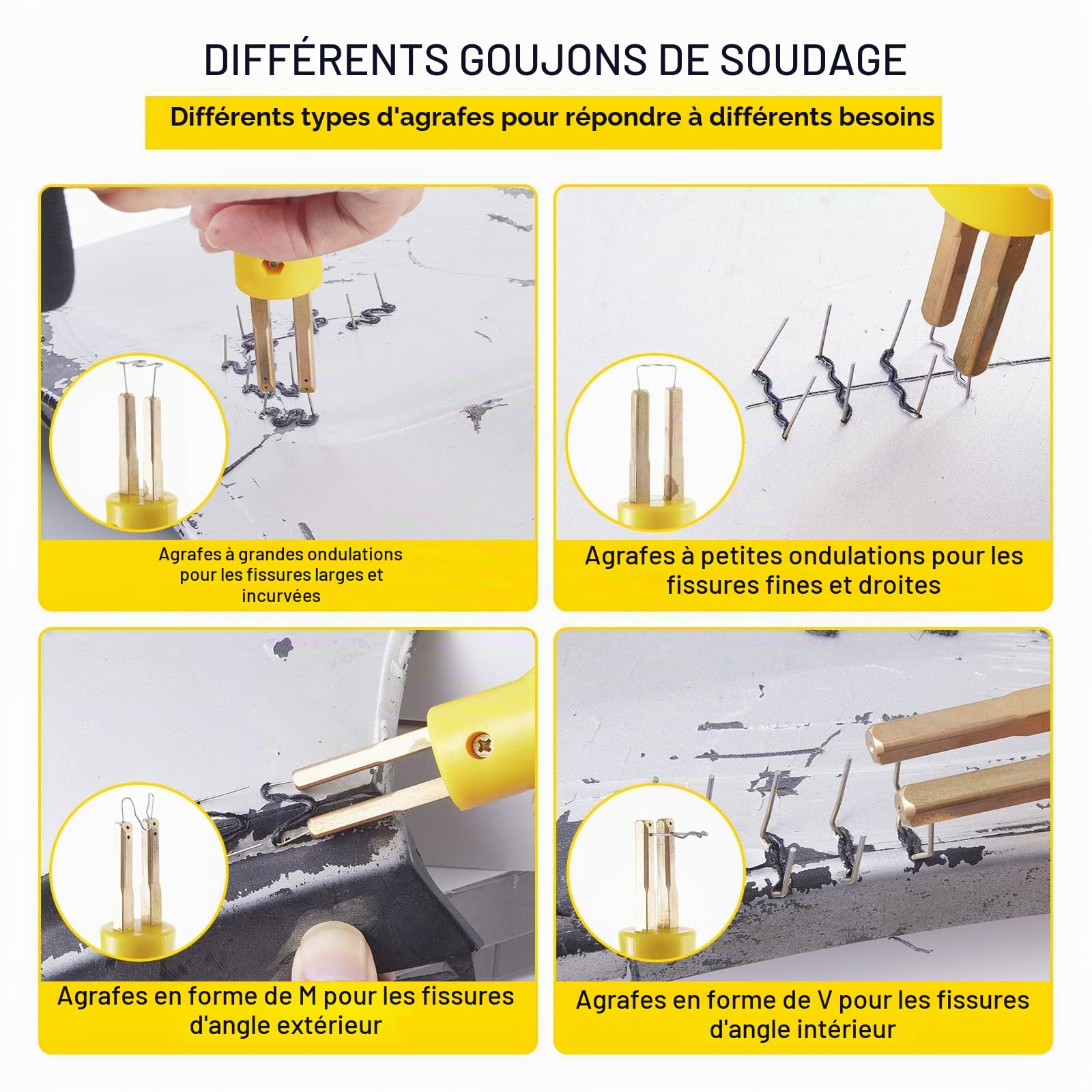 Kit de Soudure Plastique 230V pour Réparation de Pare-Chocs de Voiture, Agrafeuse à Chaud avec 600 Agrafes