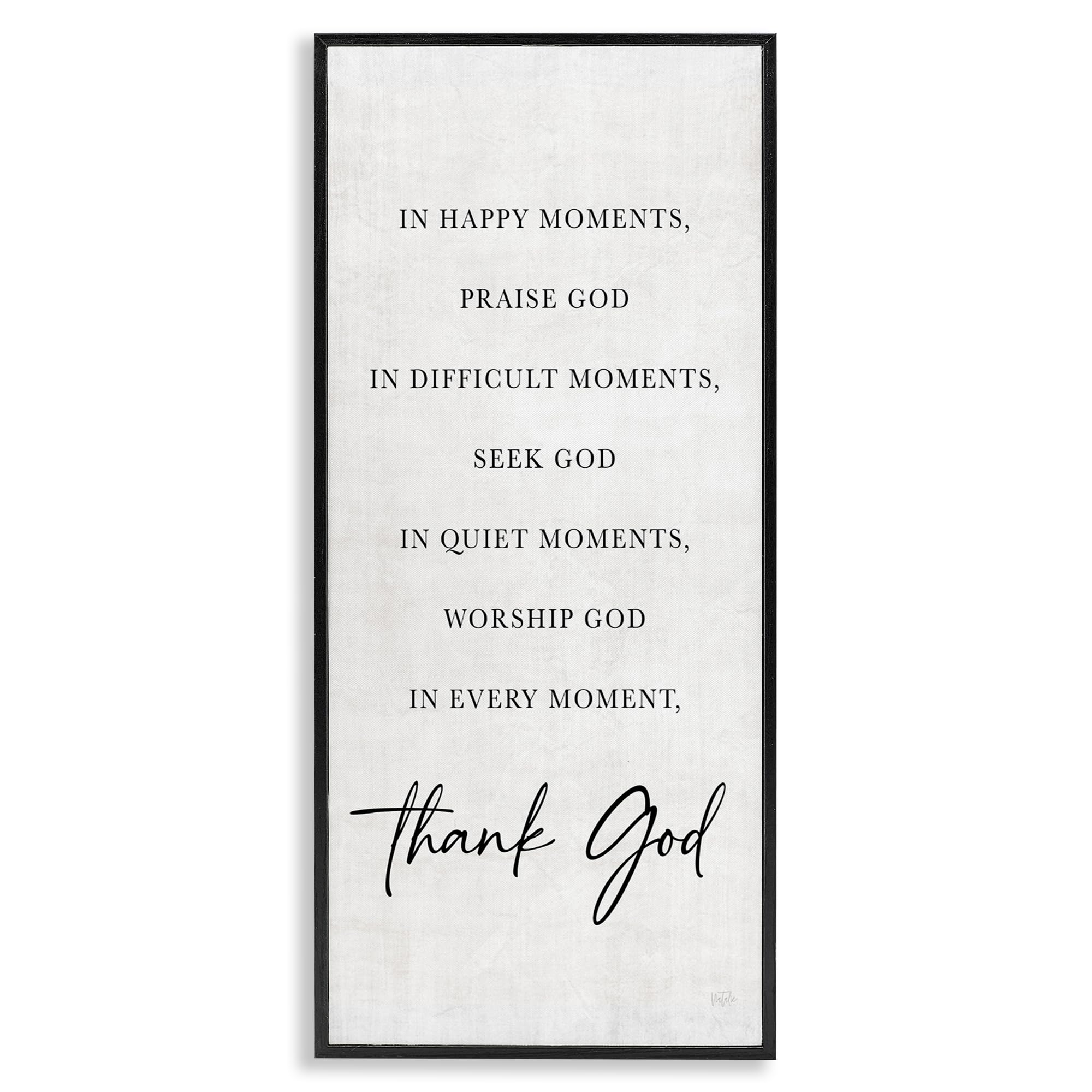 Stupell Industries Midnight Black (Textured) 'Every Moment Thank God'| Framed Giclee Art