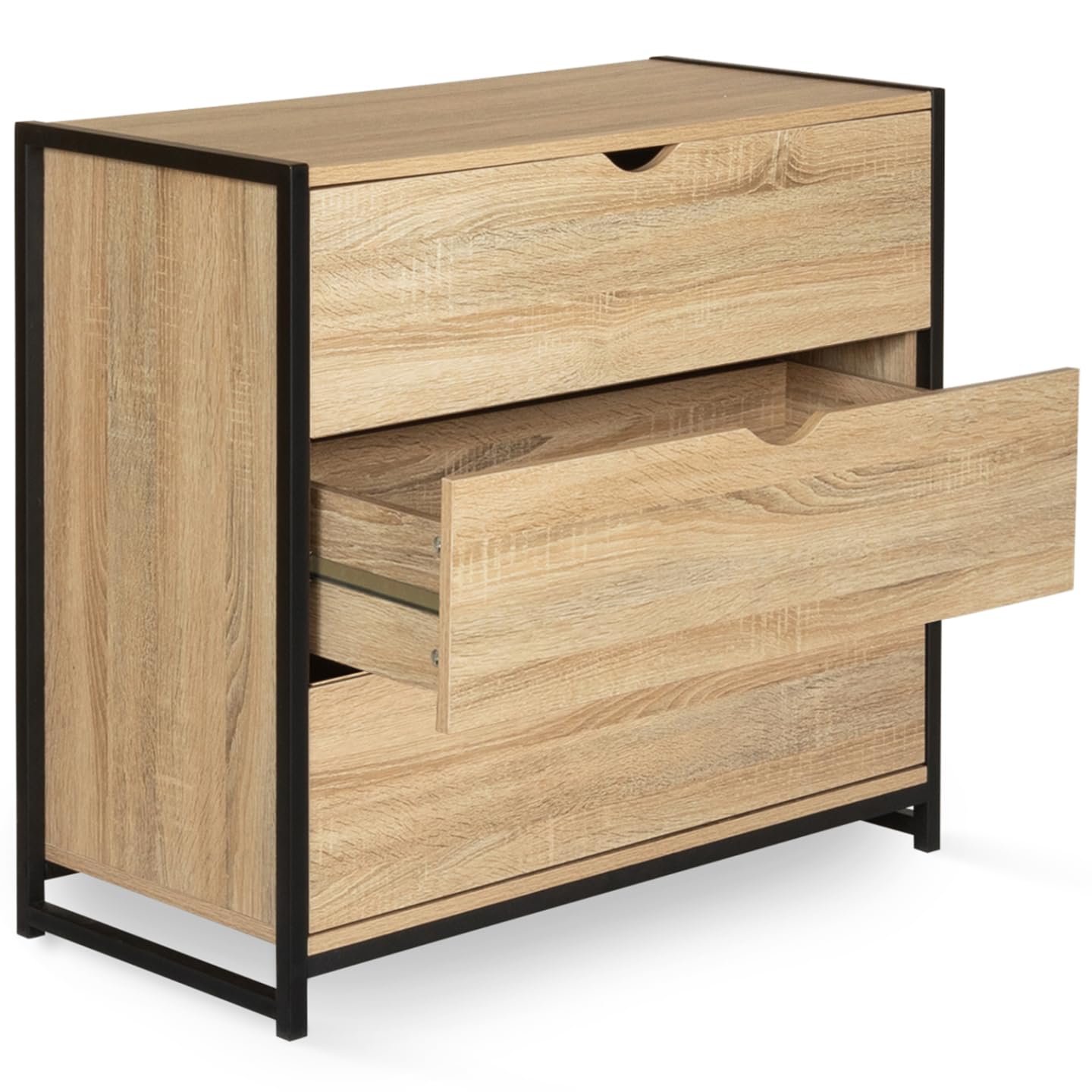 IDMarket - Commode 3 tiroirs Detroit 80 cm Design Industriel