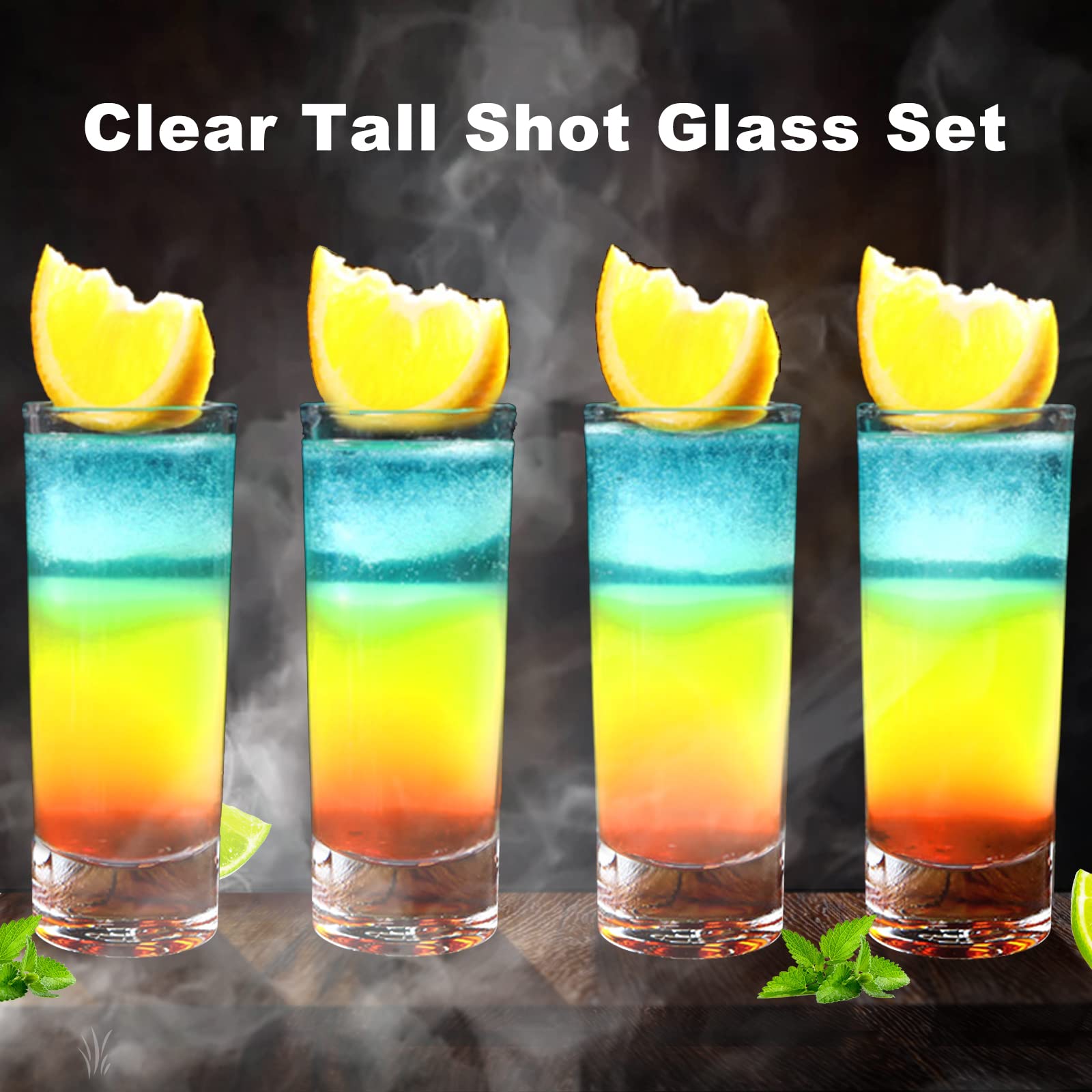 Juego de 24 vasos de chupito, 2 onzas/60 ml, transparentes y altos con base pesada, vasos redondos de roca, reutilizables a granel para degustar licores de vodka, cócteles, fiesta, cristalería