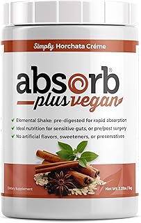 Vegan Elemental Shake – Powdered Blend, Natural Ingredients, Non-GMO, Gluten-Free, Organic Sprouted Rice Protein - Smooth, Easily Mixable Formula (2.2 lbs, Simply Horchata Creme)