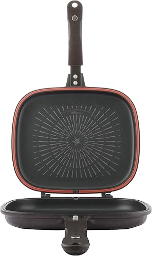 Miniatura 5 de Happycall Bandeja doble antiadherente de titanio, bandeja abatible, cuadrada, apta para lavavajillas, sin PFOA, marrón