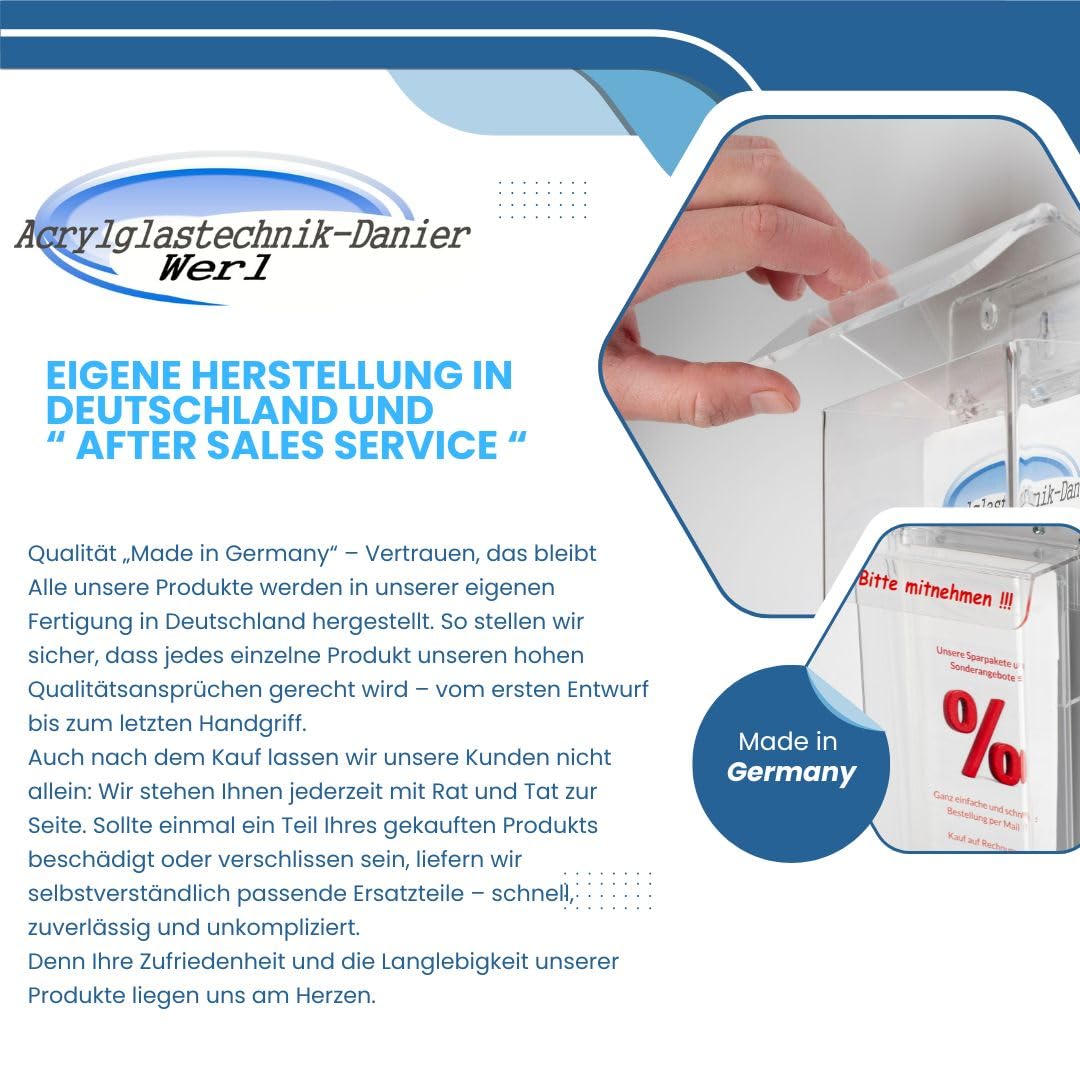Flyerbox Prospektbox mit Visitenkartenbox wetterfest DIN LANG,1/3A4