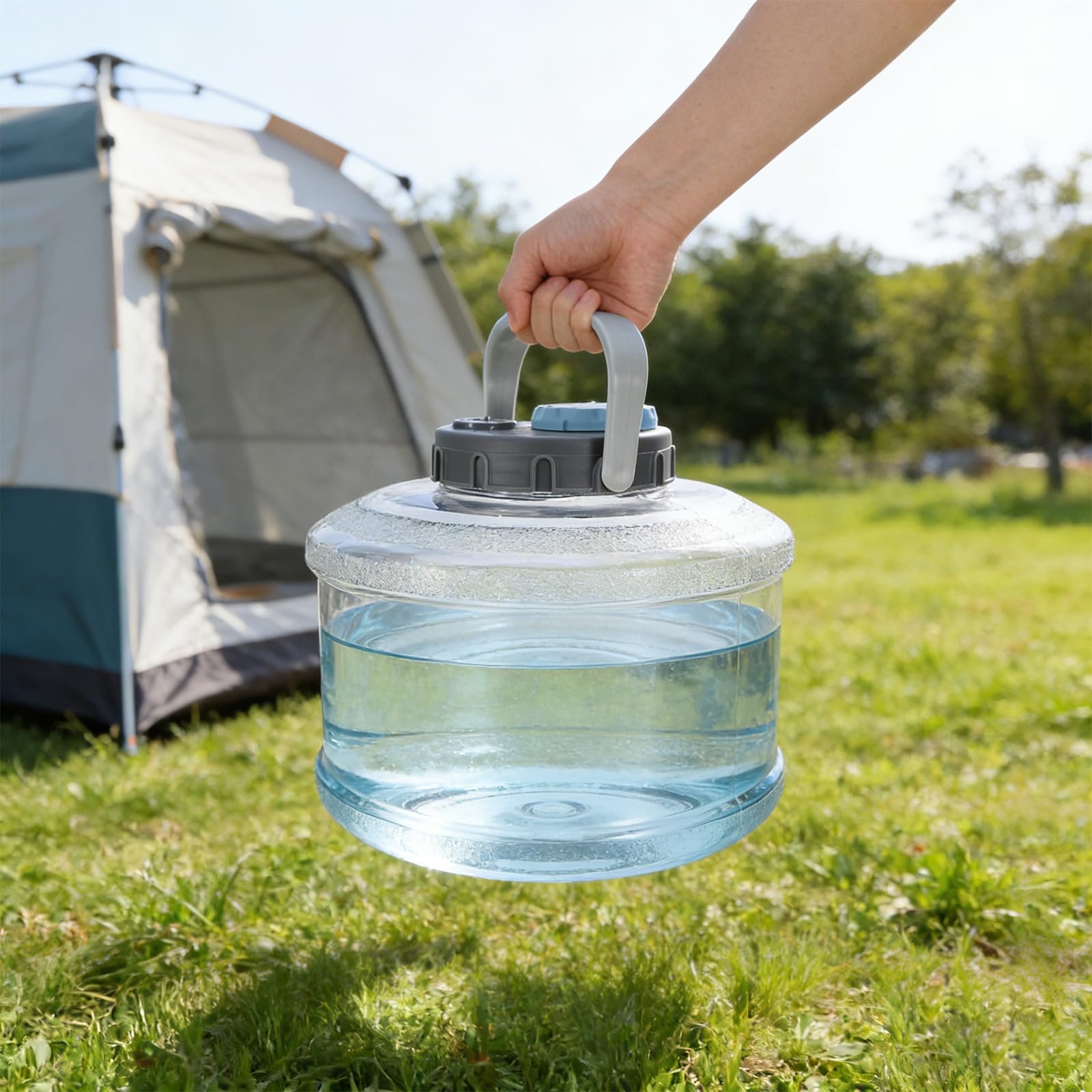 IMIKEYA Tragbarer Wasserbehälter 5l mit Auslaufsicherem Deckel und Zeitschaltuhr aus PC für Camping und Outdoor Wasserspeicherung