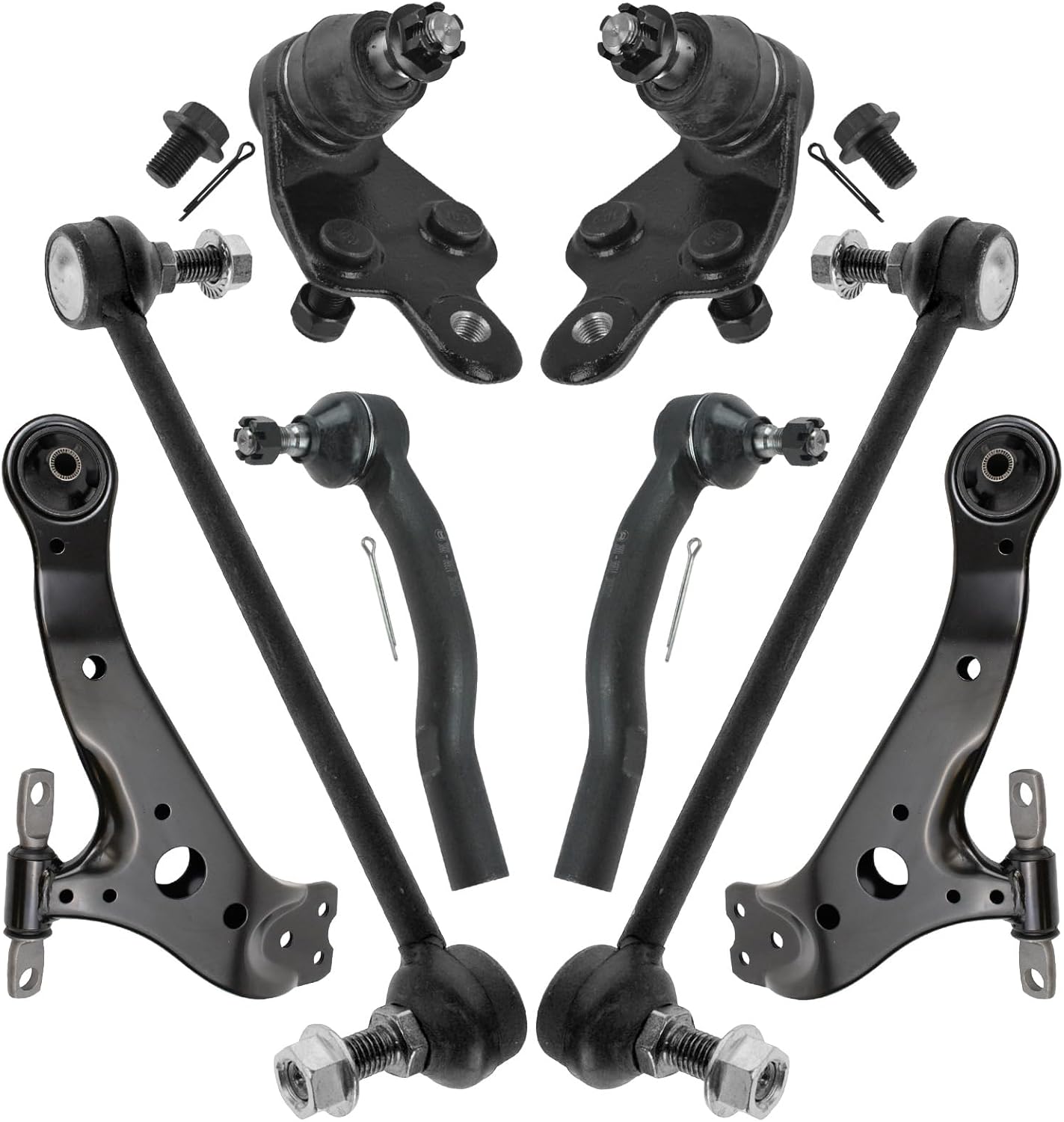 TRQ Front Steering & Suspension Kit Ball Joint Control Arm Sway Bar Stabilizer Link Tie Rod Compatible with 2005-2012 Toyota Avalon