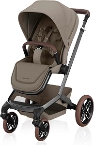 Maxi-Cosi Fame Stroller, European Premium Design, Travel System With Mico Infant Car Seat, Fame Carrycot, & fits two kids with Hop on Board accessory (all sold separately), LumiRide LED Lights, Adjustable Handlebar, Compact Self-Standing Fold – Twill