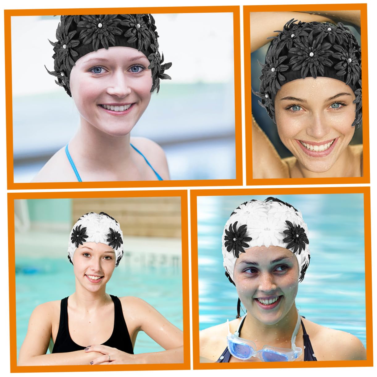 Bonnet de Bain pour Femme à Fleurs, Lot de 2, Brocart
