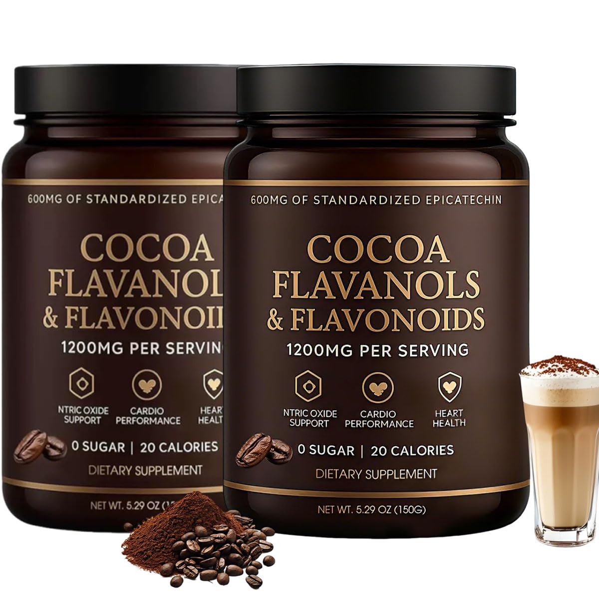 High-Flavanol Cocoa Powder Supplement –Rich in Natural Cocoa Flavonoids & Epicatechin Blend, Vegan, Non-GMO, No Sugar Added, Supports Daily Vitality & Heart Health, 5.29 oz (2)