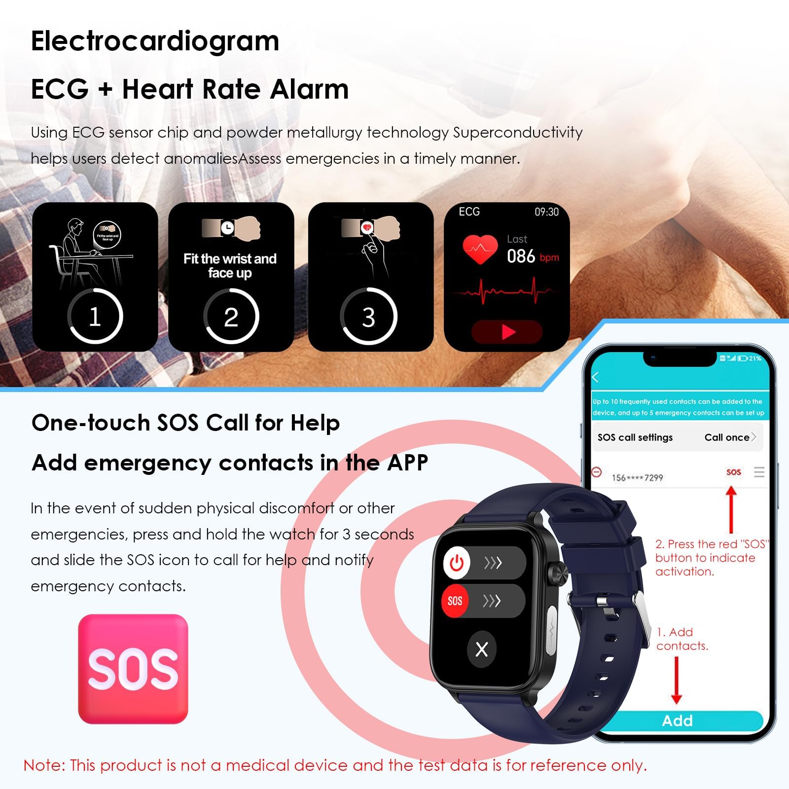 Marsyu Herrenuhr mit Anruffunktion, 2024 Nuovo Smartwatch Uomo ECG+HRV, 1.96'' 𝐆li𝐜𝐞𝐦𝐢𝐚 Orologio con Componenti Ematiche/BMI/Sonno,Telefono, Pulsante SOS, 24h Pressione Sanguigna