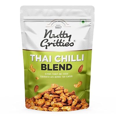 Nutty Gritties Thai Chilli Blend Trail Mix 200g - Roasted Spicy Flavoured Almonds, Cashews and Peanuts| Healthy Party Sn