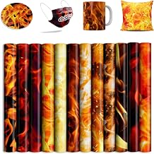 Flame Sublimation Transfer Ink Sheets Bundle for Cricut Mug Press, Infused Ink Paper for Sublimation,12Pcs 12x12Inch Pre-Inked Sublimation Transfer Paper for Blanks